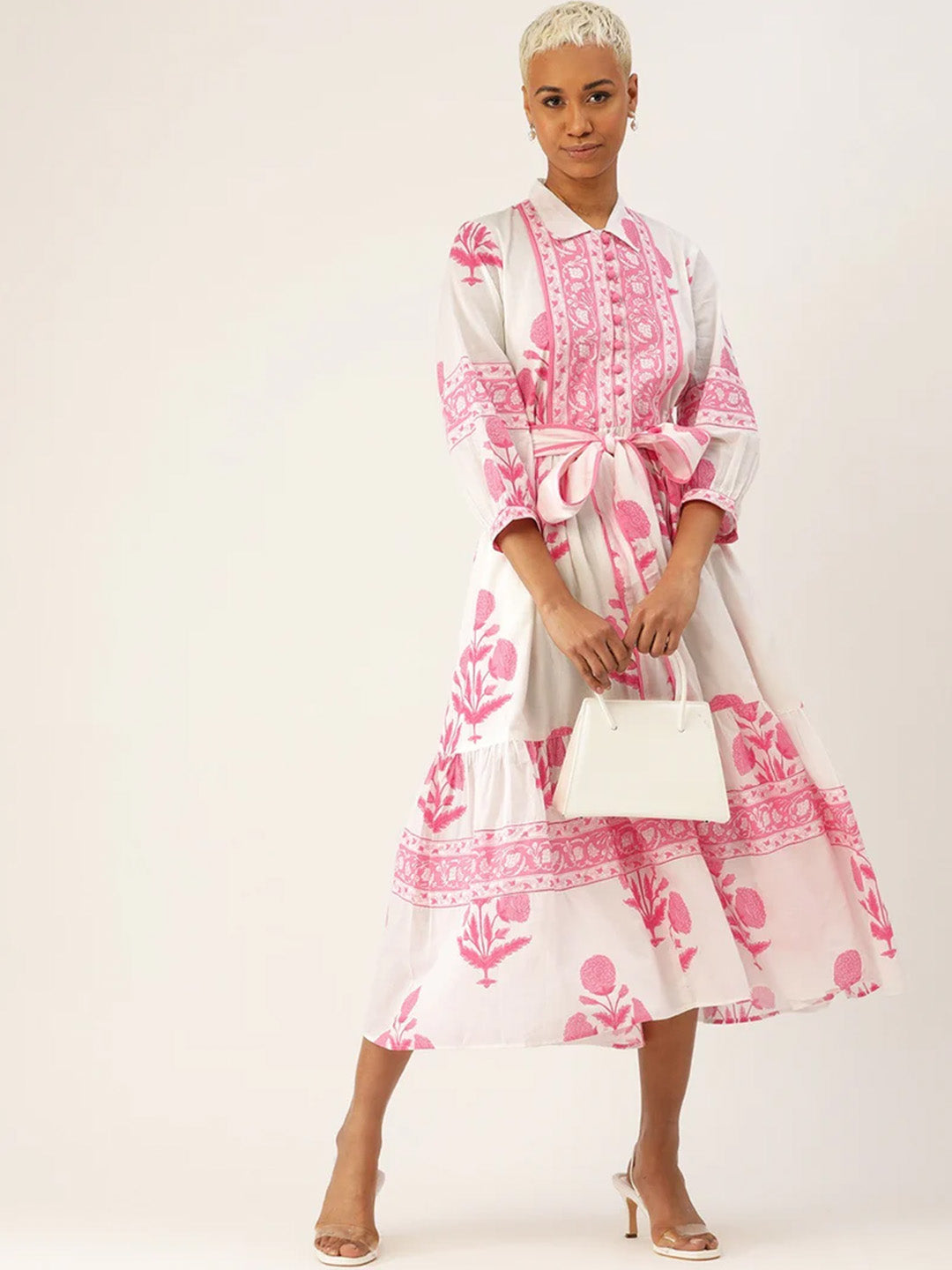 Mughal Print Dress | Blush Pink