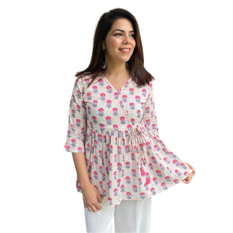 Riya Top | Pink Booti