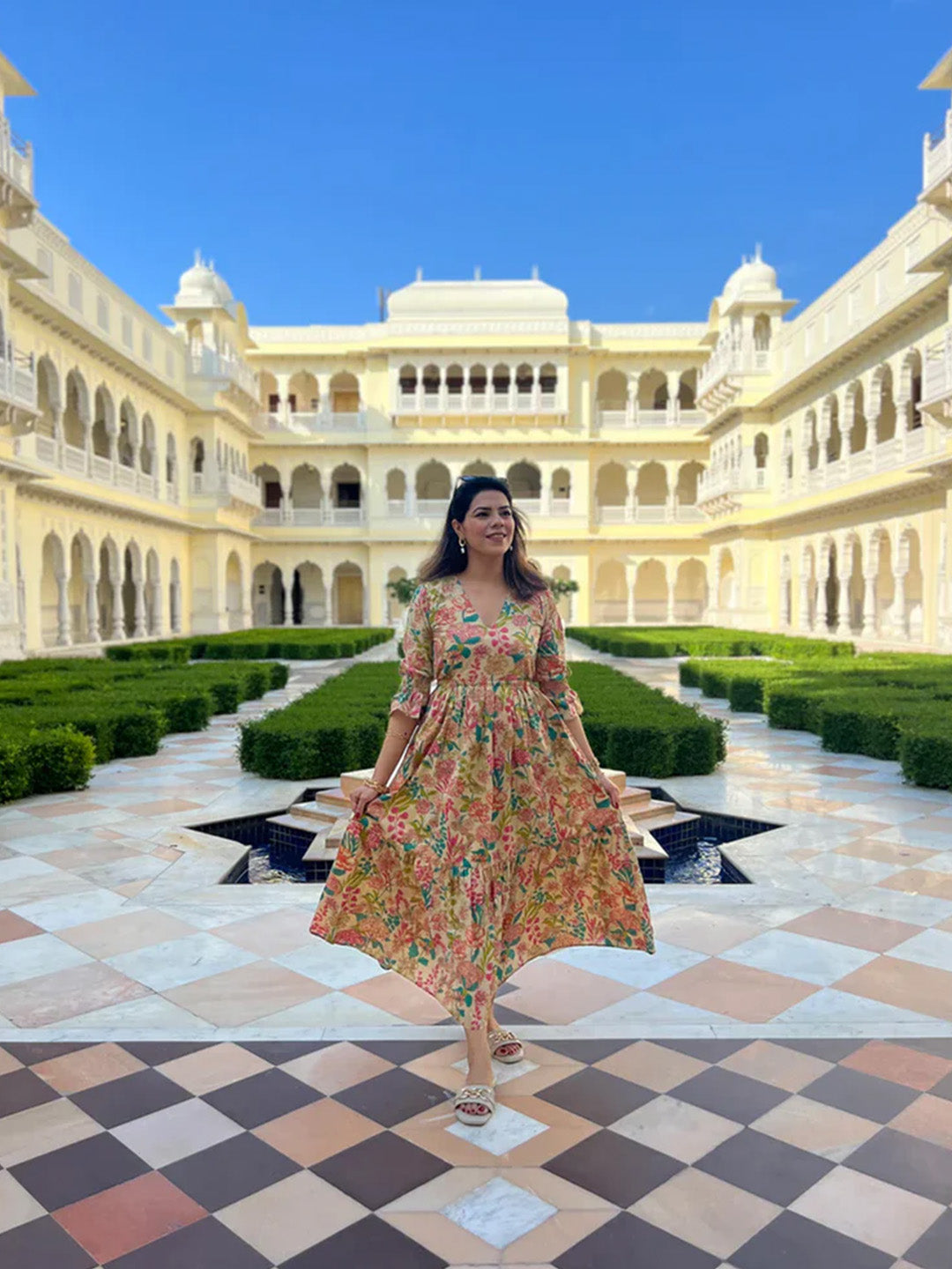 Tie Back Maxi Dress | Cream Floral