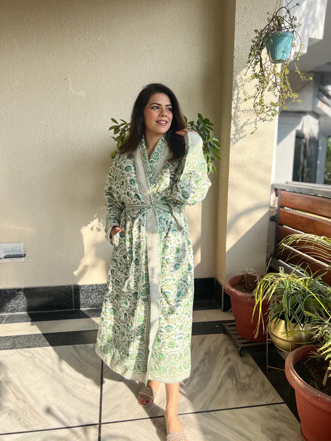 Good Earth Quilted Cotton Robe