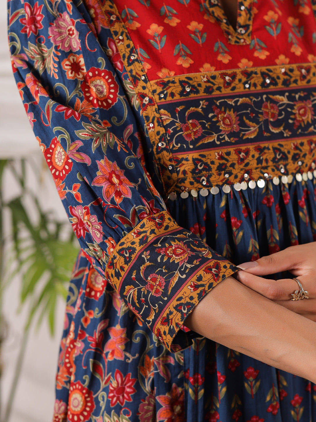 Blue cotton printed kurti dress