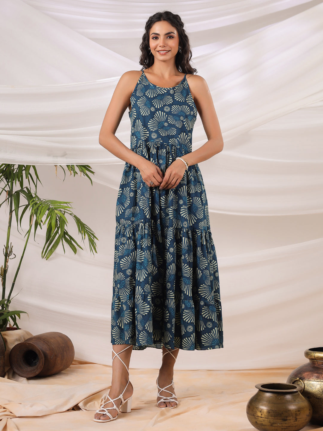 Teal Backless Maxi Dress