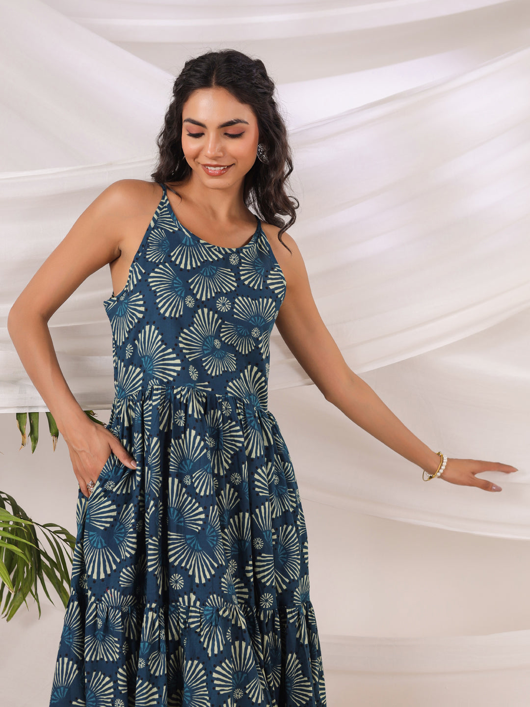 Teal Backless Maxi Dress