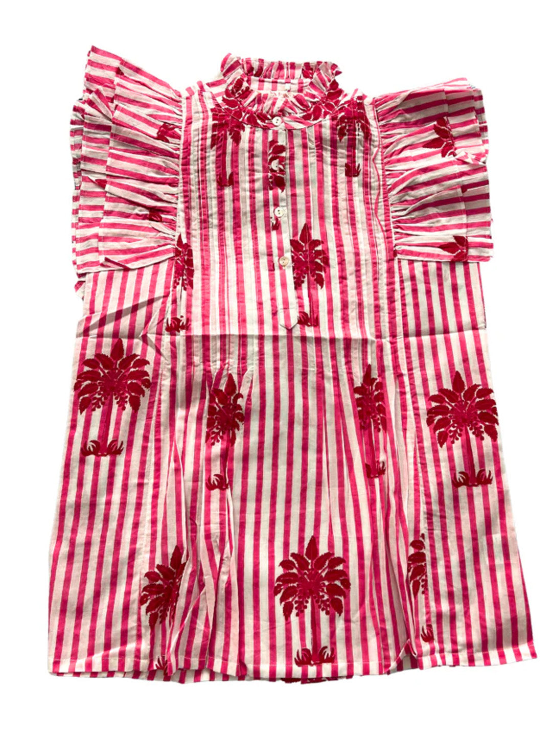 Ruffle Sleeve Top | Pink Palms