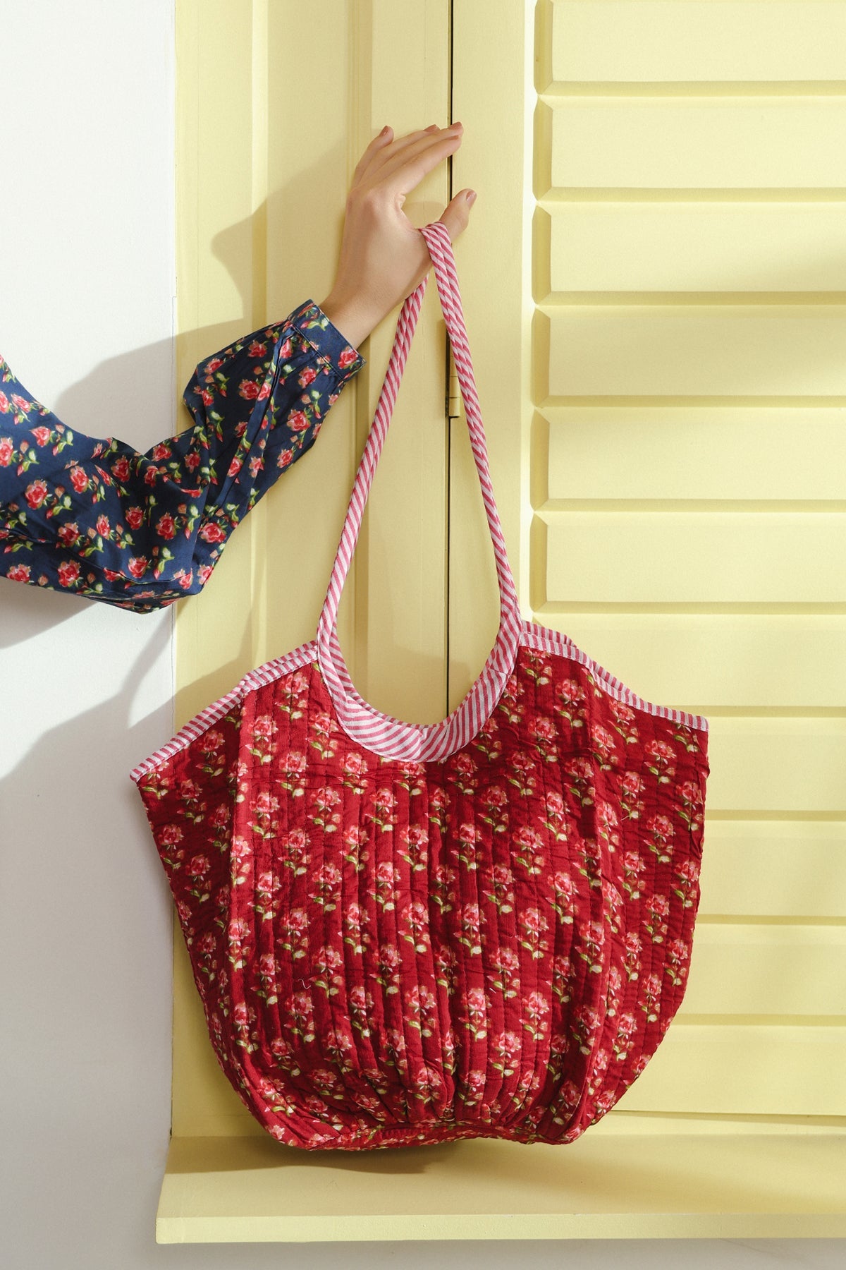 Ruby Bloom Quilted Boho Tote Bag