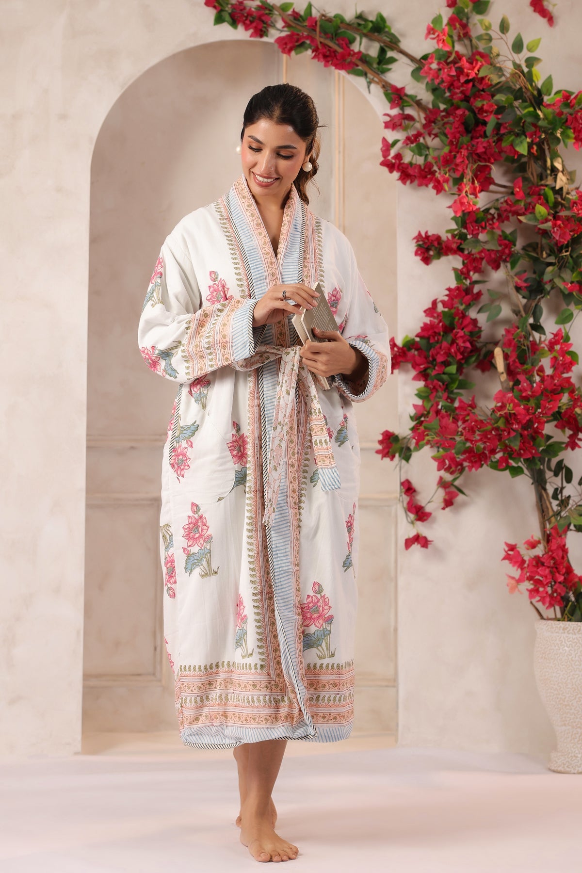 Lotus Bloom Printed Reversible Quilted Robes