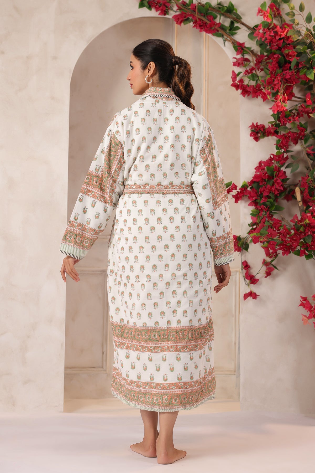 Rosette Floral Printed Reversible Quilted Robes