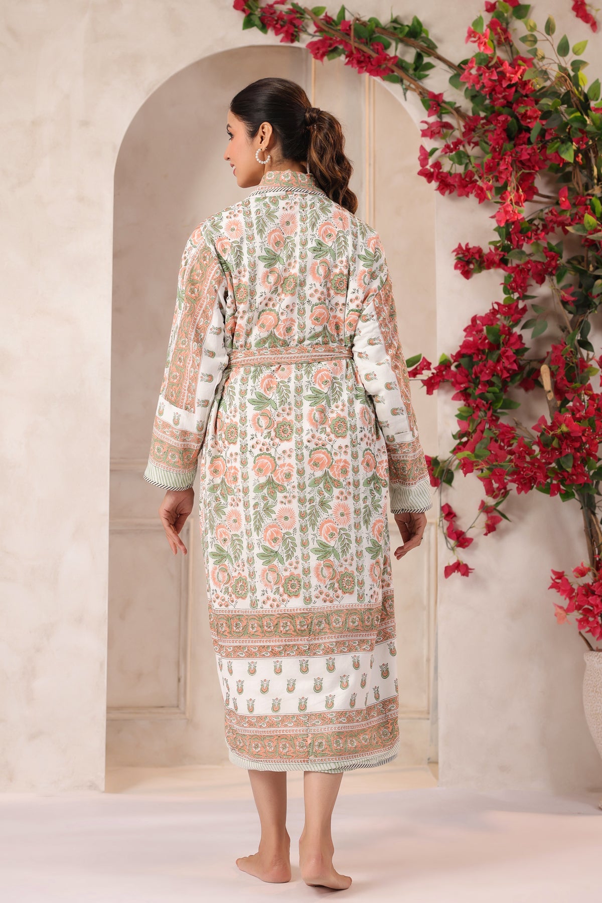 Rosette Floral Printed Reversible Quilted Robes