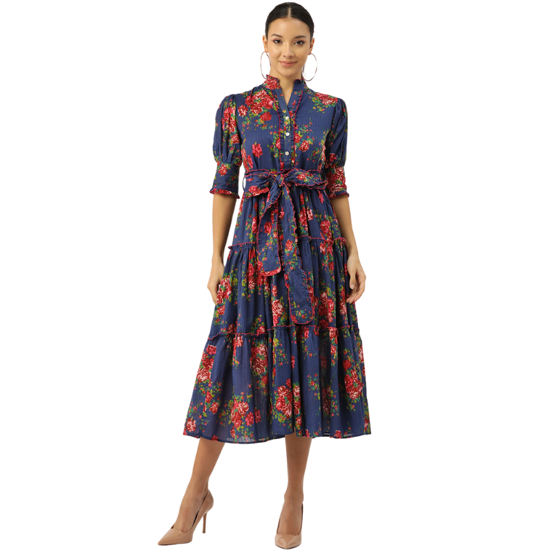 Saumya Dress | Deep Blue
