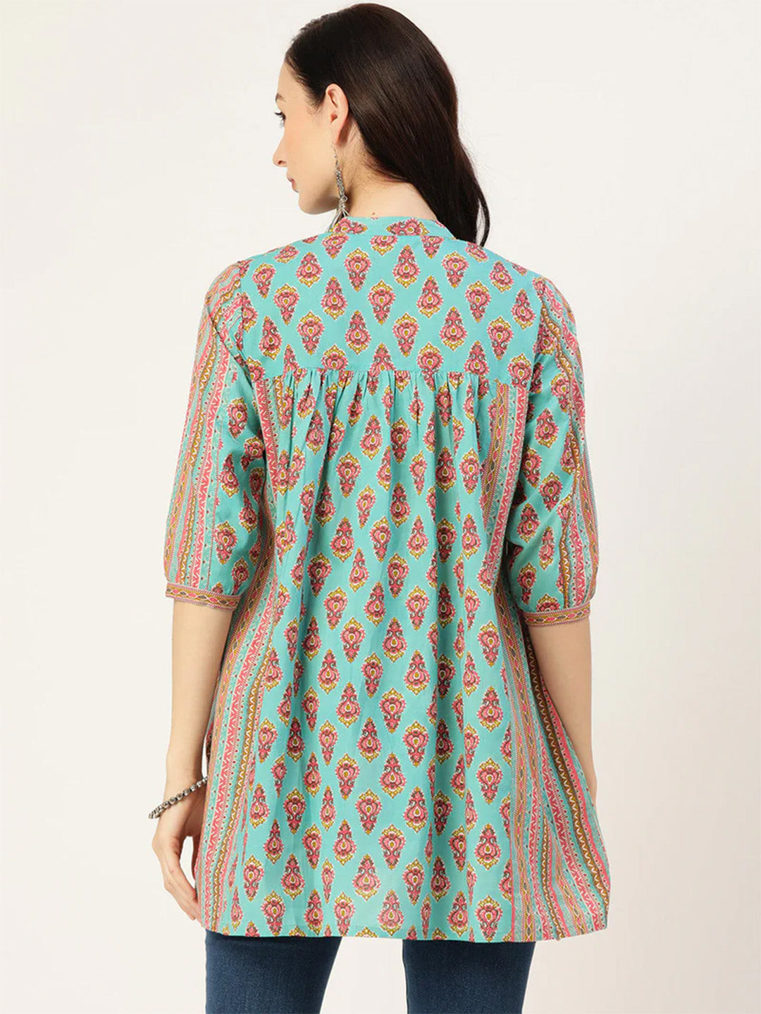 Ethnic Motifs Print Longline A-Line Top