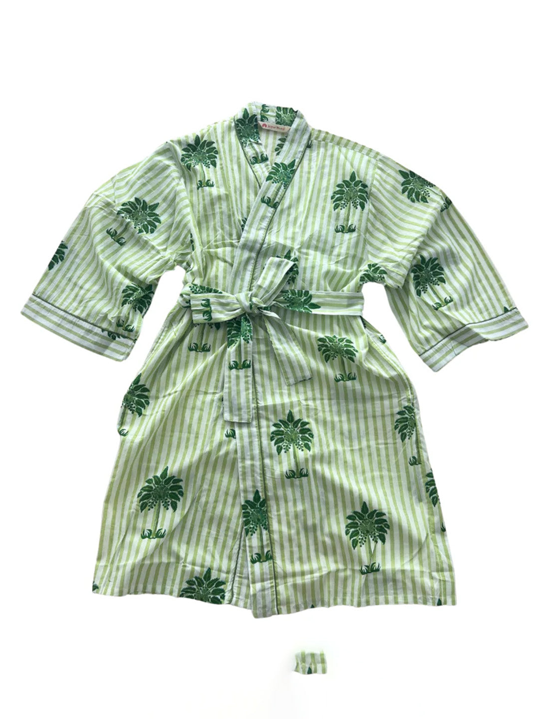 SECONDS | Block Print Cotton Robe | Summer Palms | No Beltloops