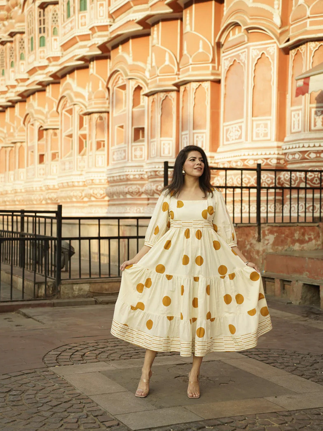Polka Dots Mustard Printed Dress