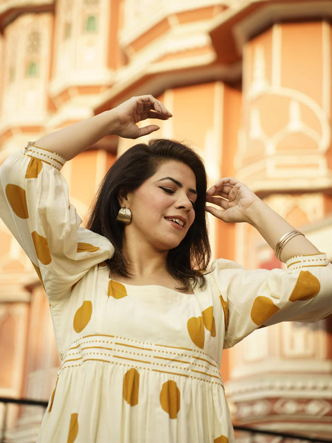 Polka Dots Mustard Printed Dress