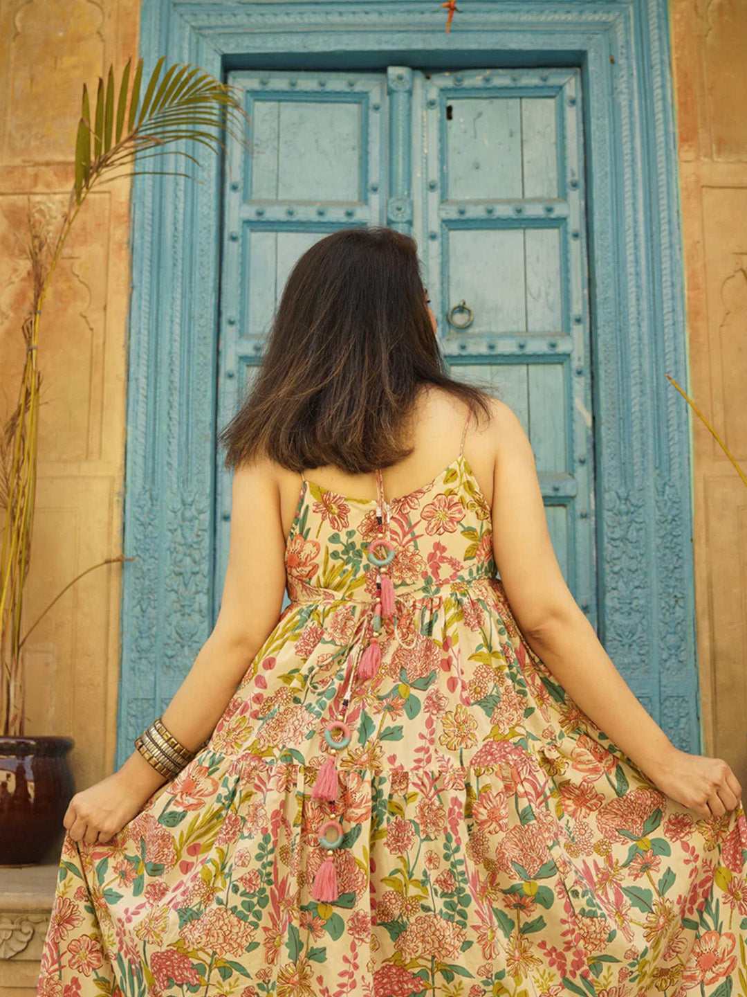 Cream Beach Printed Dress