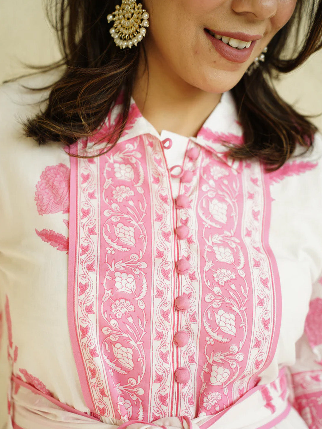 Mughal Print Dress | Blush Pink