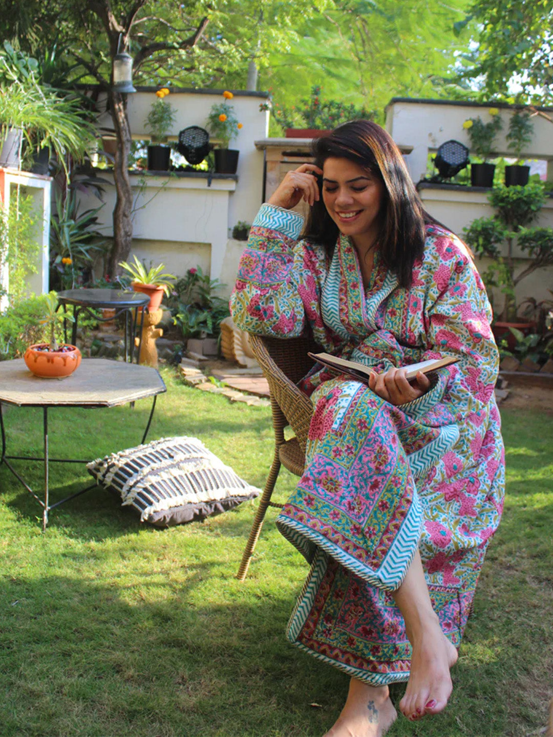 Baagheecha Quilted Cotton Robe