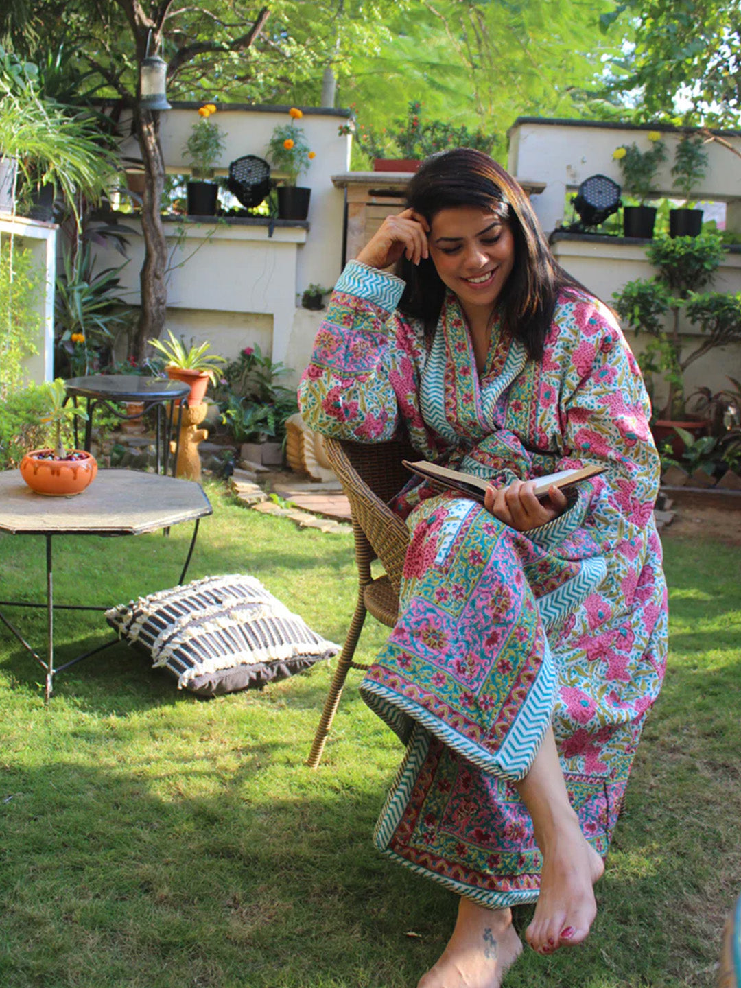 Baagheecha Quilted Cotton Robe
