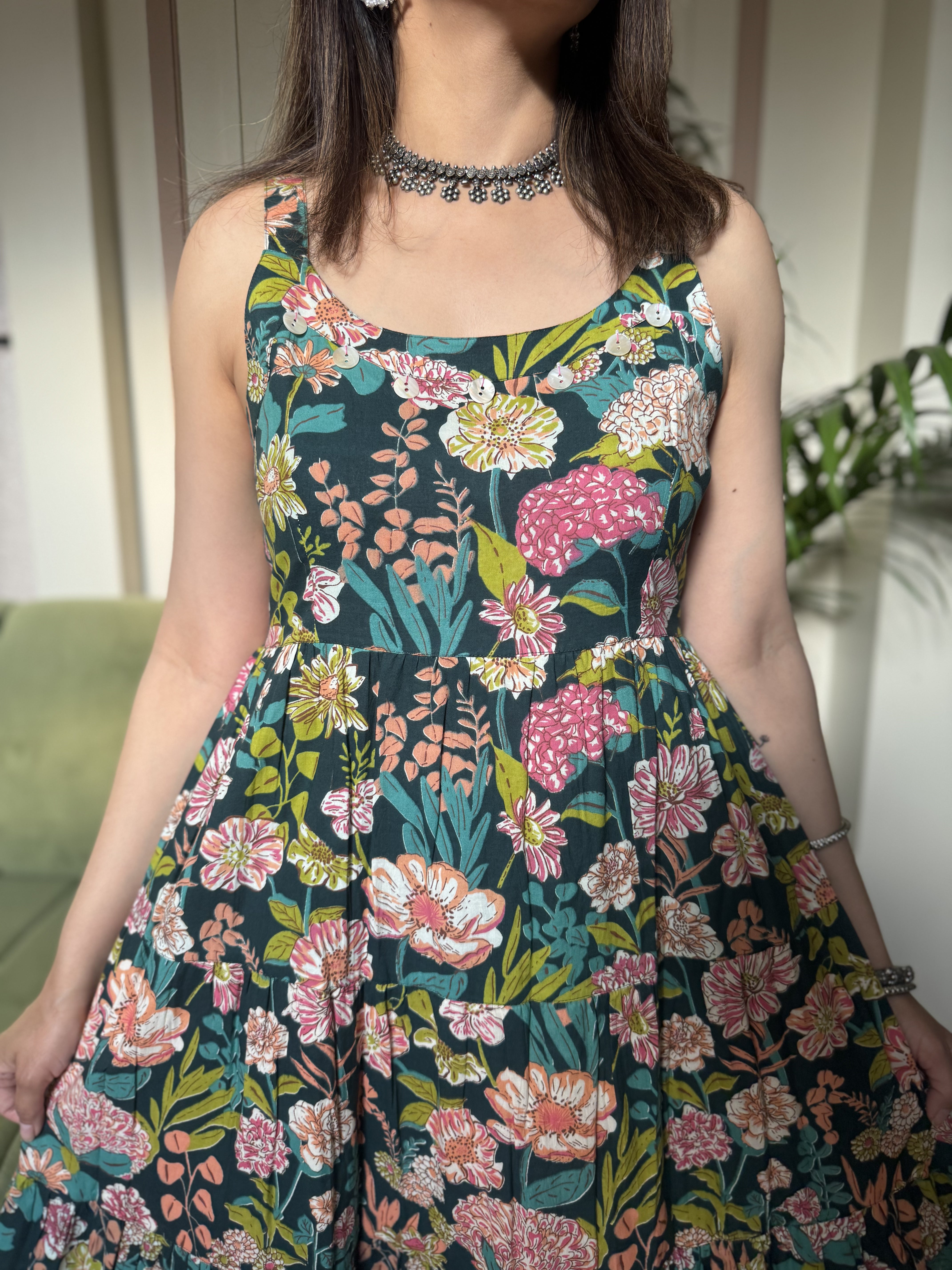 Surya Dress | Indigo Floral