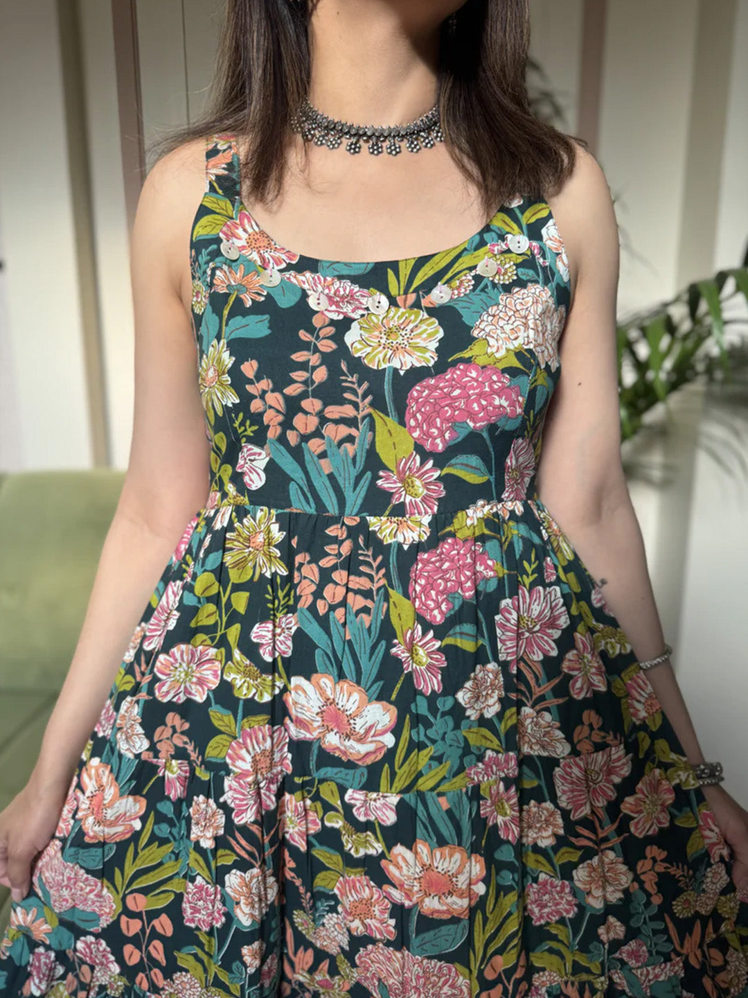 Surya Dress | Indigo Floral