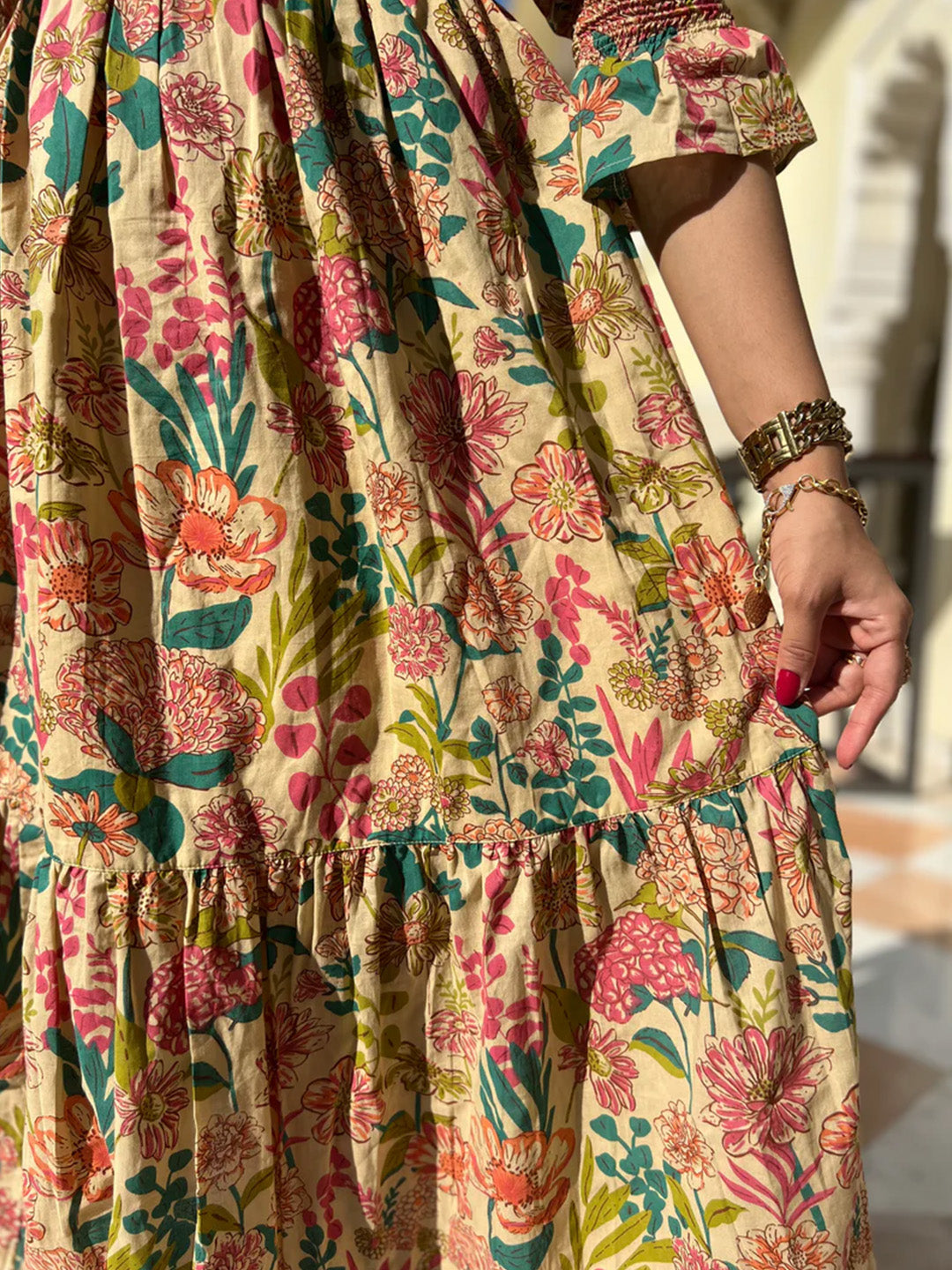 Tie Back Maxi Dress | Cream Floral