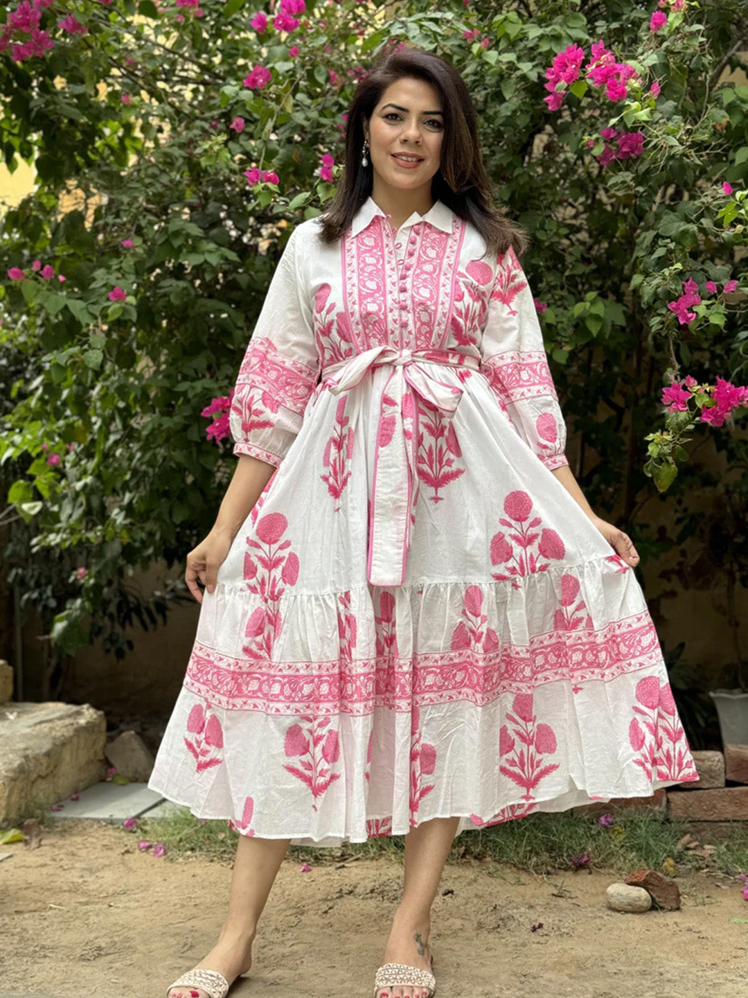 Mughal Print Dress | Blush Pink
