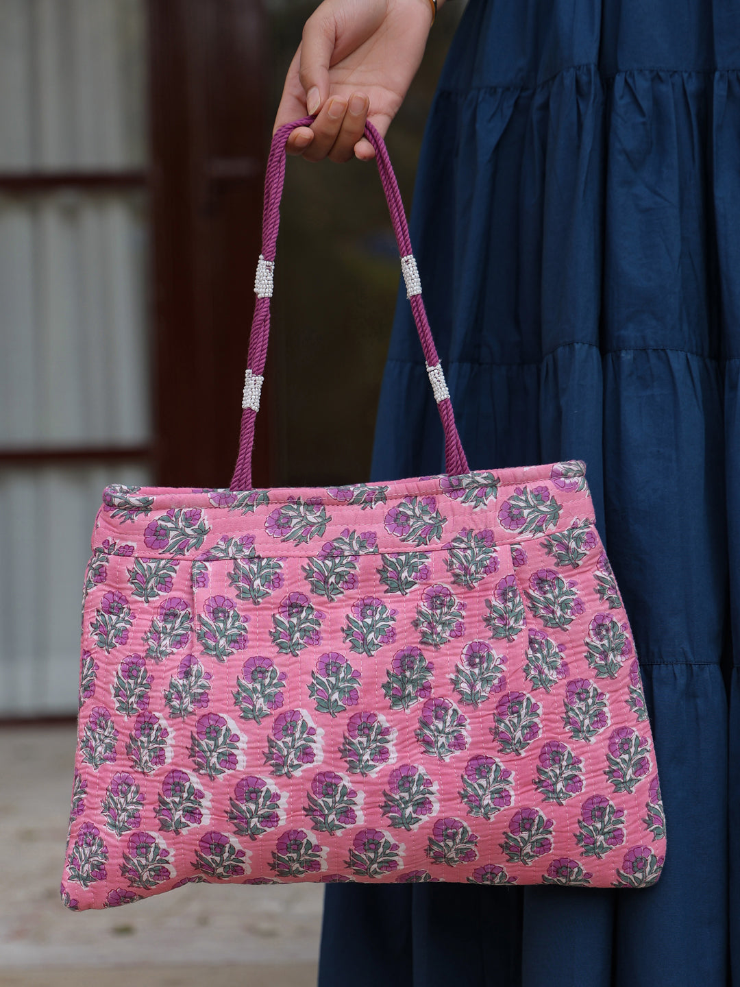 Pink Booti Shoulder Bag with Zip