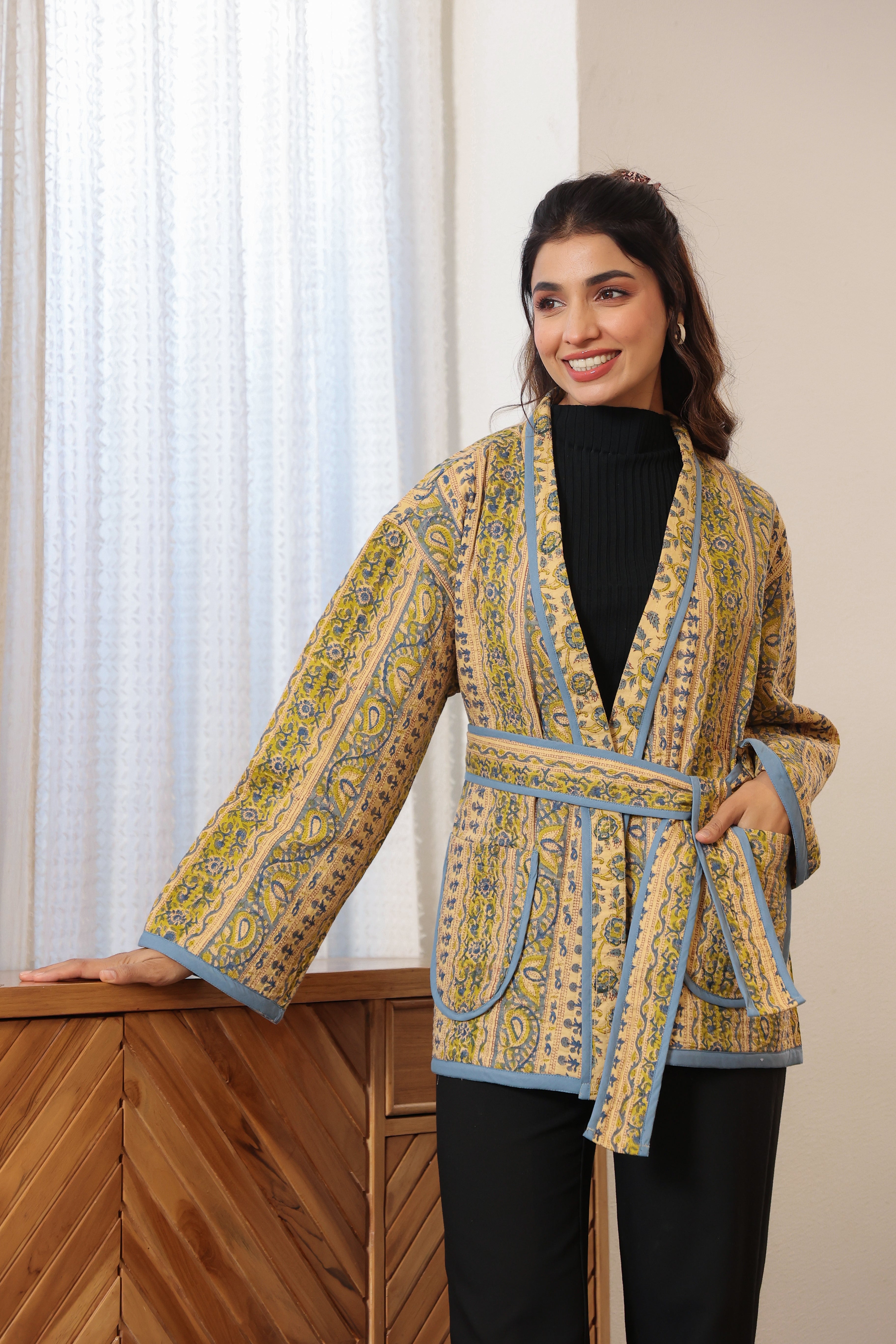 Rustic Firdaus Reversible Quilted Jacket with Pockets