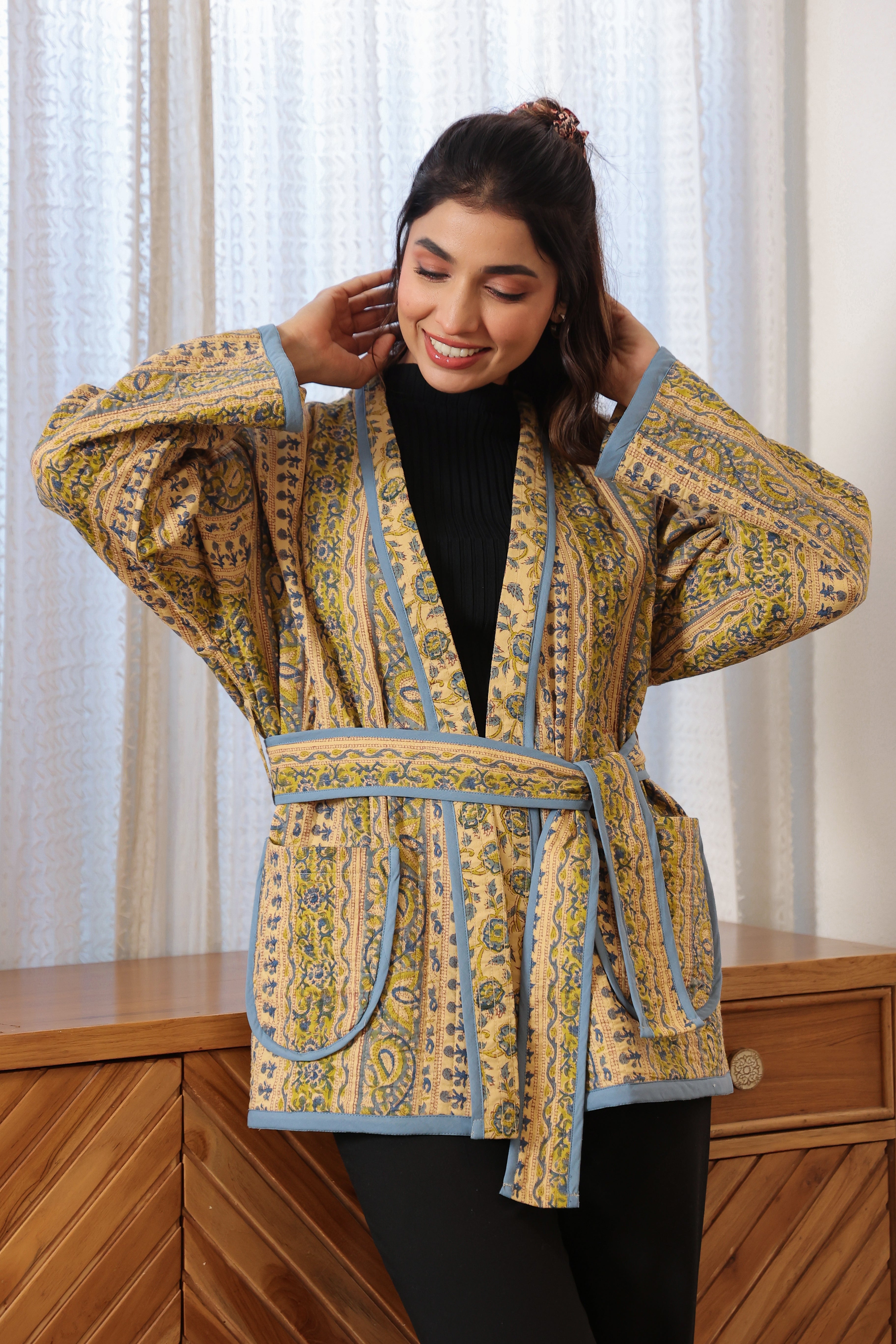 Rustic Firdaus Reversible Quilted Jacket with Pockets