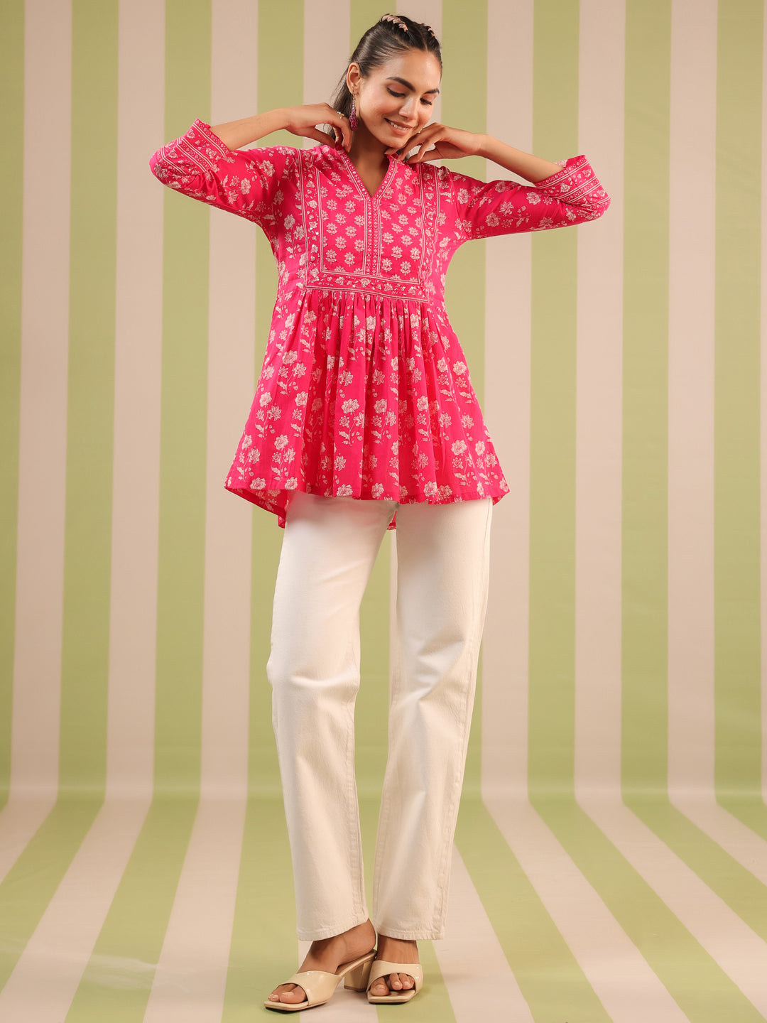 Pink Printed Cotton Top