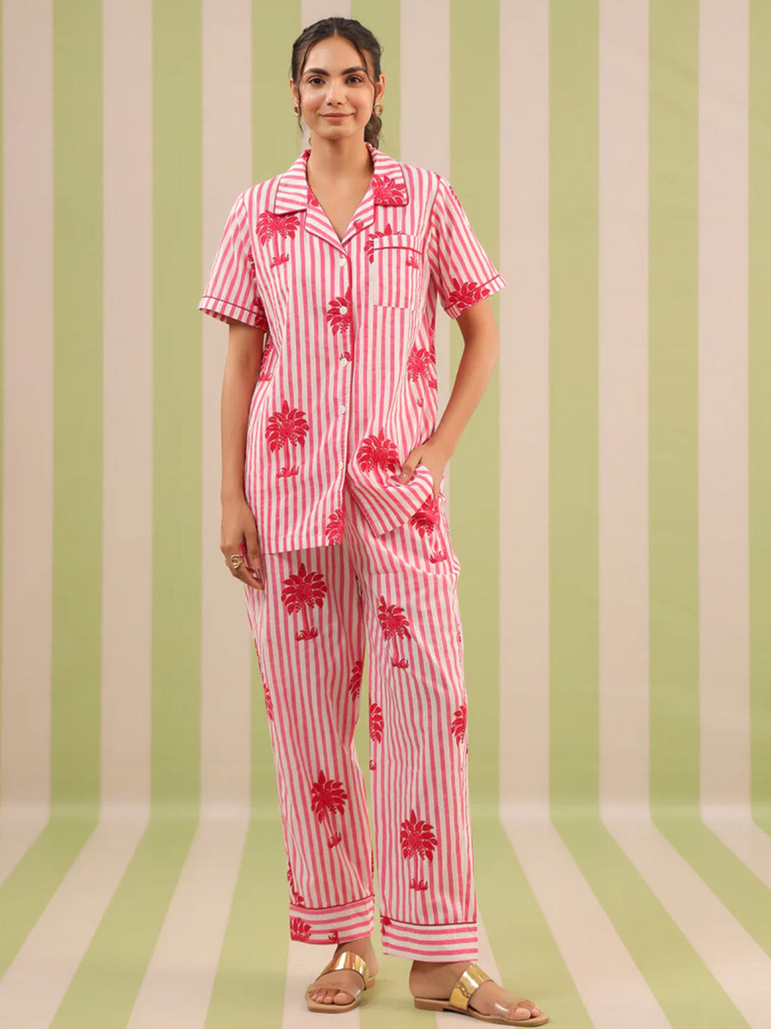 Shanti PJ Top | Pink Palms