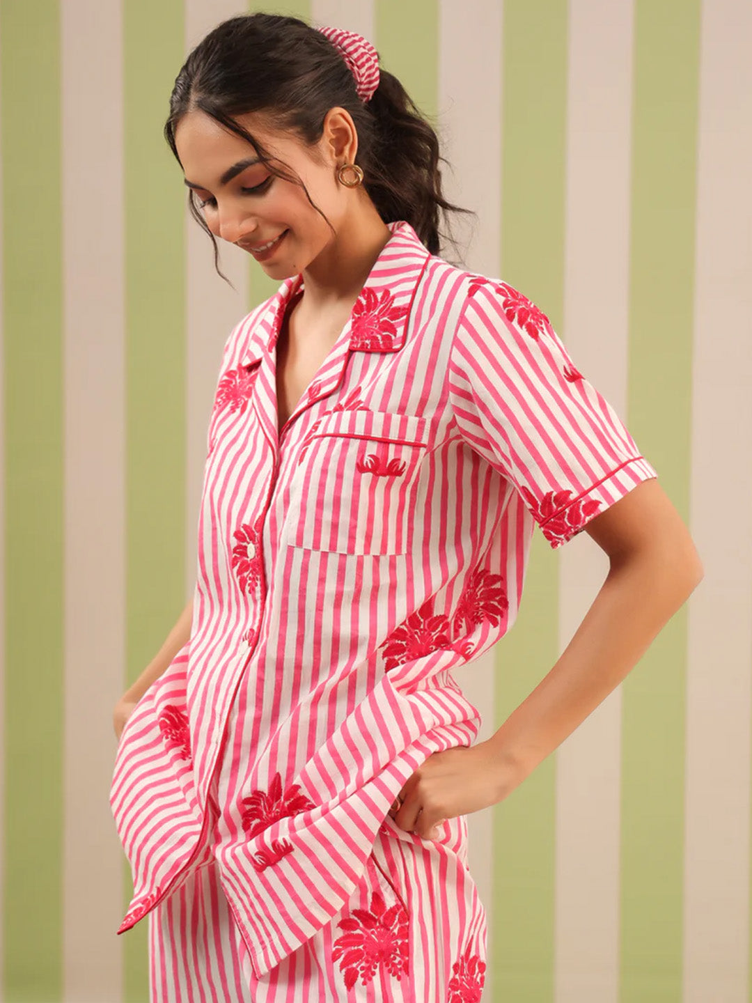 Shanti PJ Top | Pink Palms