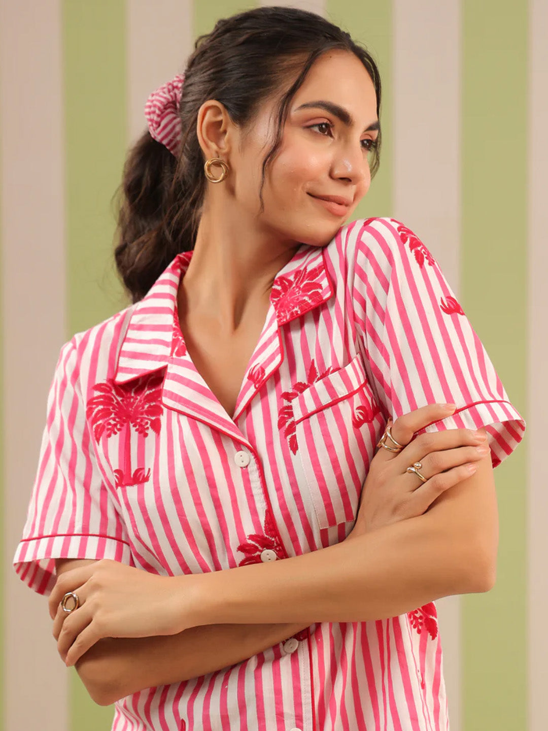 Shanti PJ Top | Pink Palms