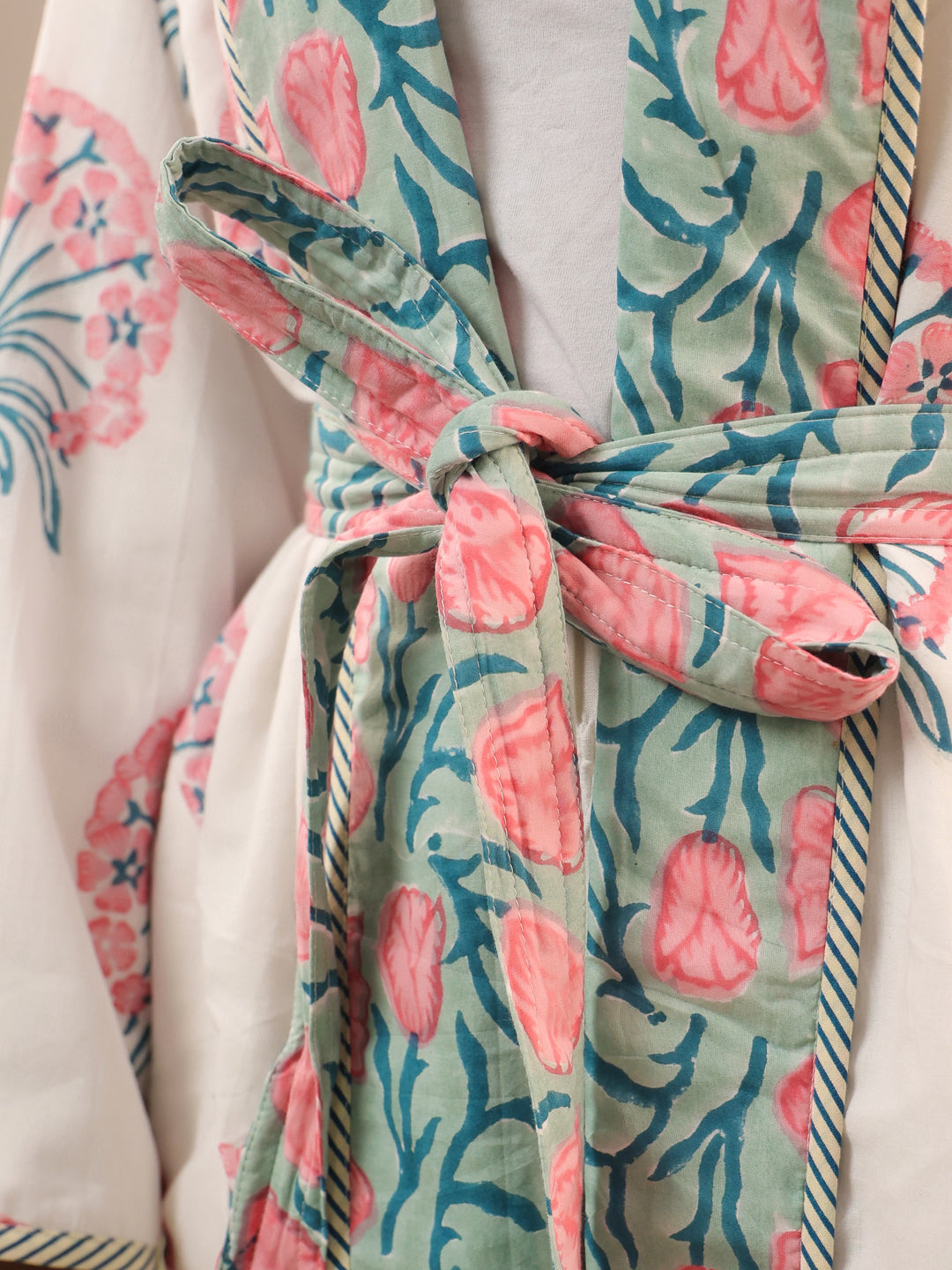 Mor Pank Quilted Reversible Cotton Robe with Pockets