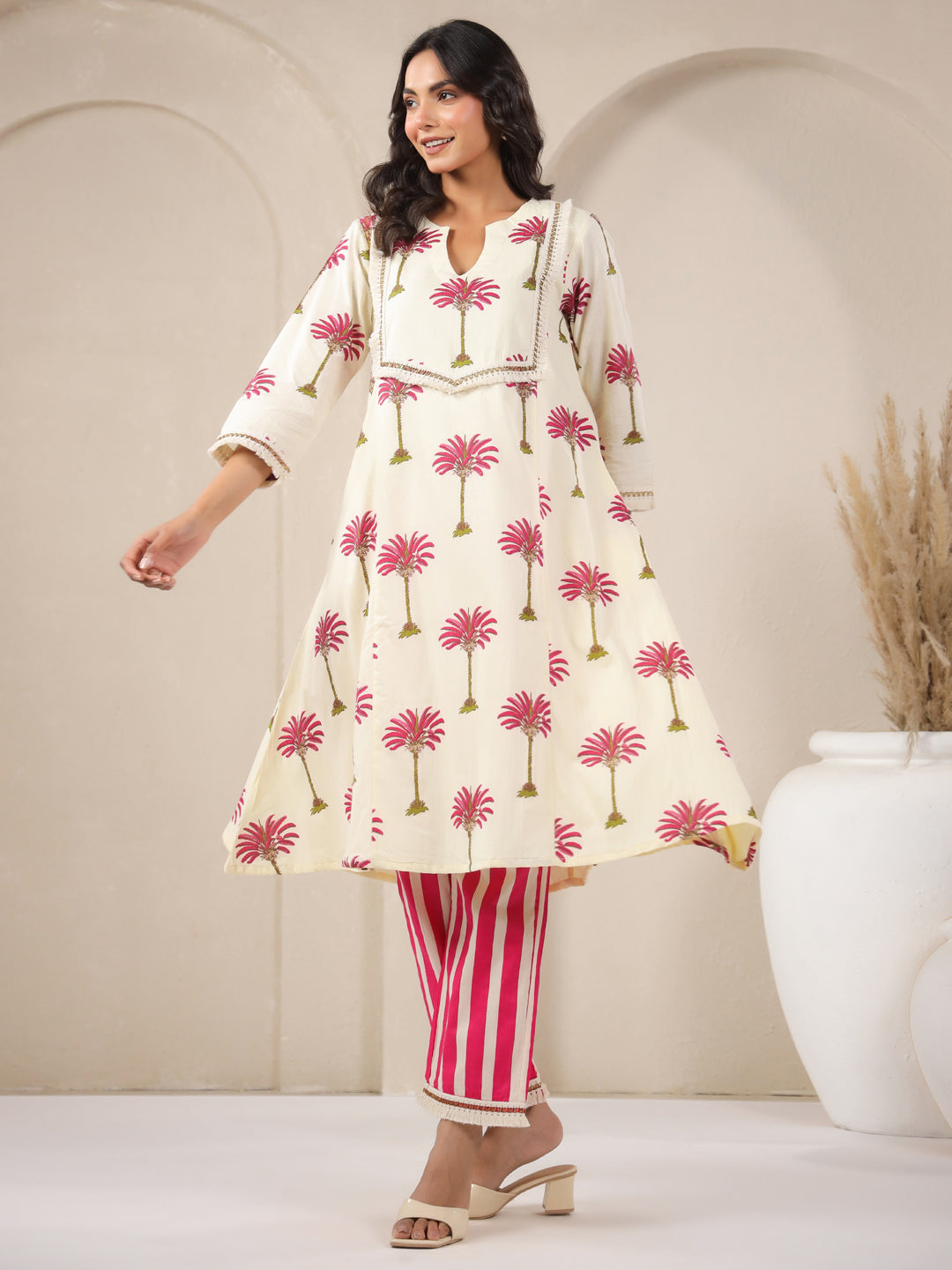 Palm Printed Kurta and Palazzo Set