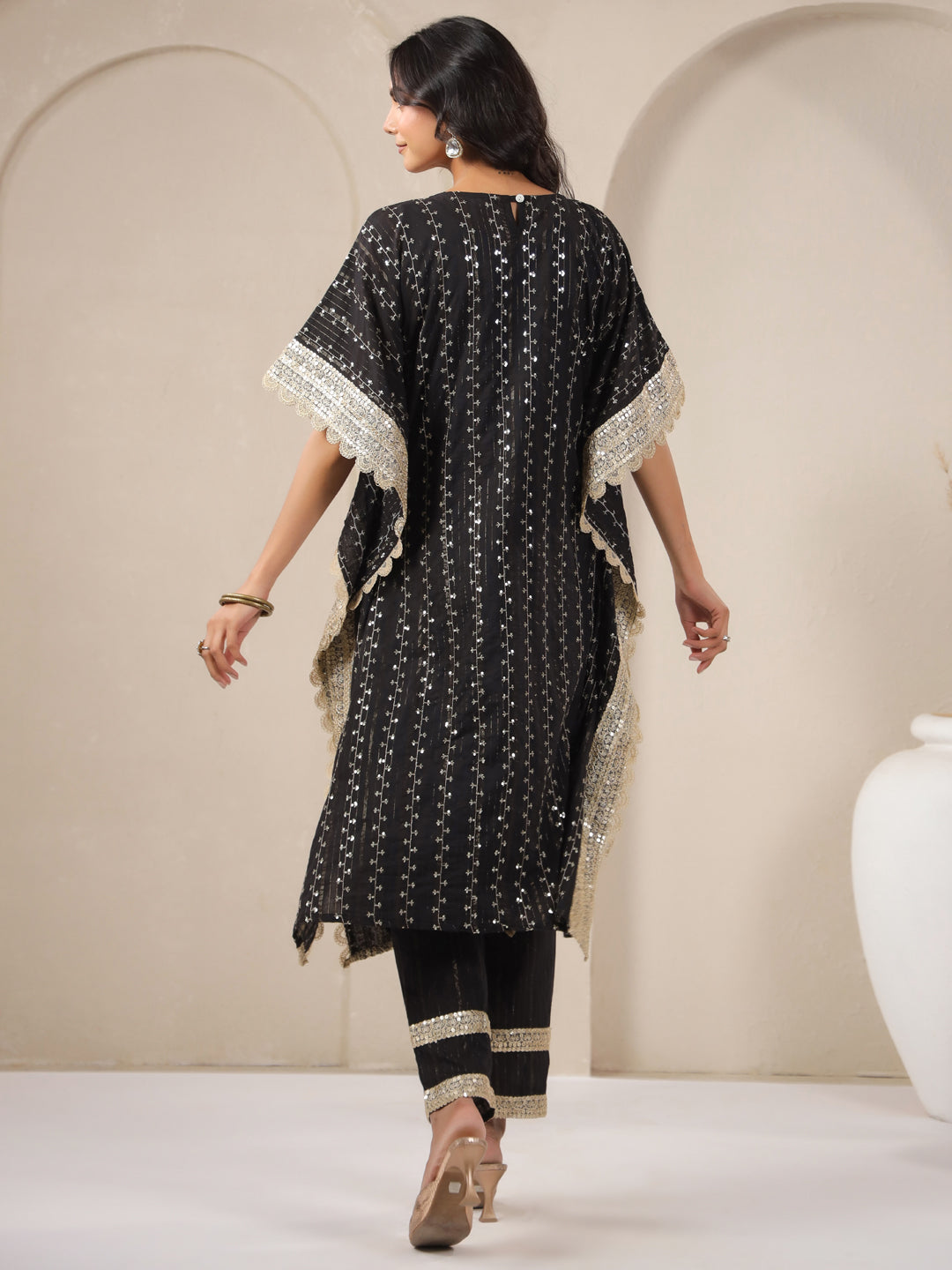Black Lurex Kaftan, Inner and Palazzo Set