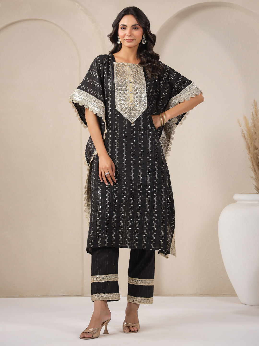 Black Lurex Kaftan, Inner and Palazzo Set