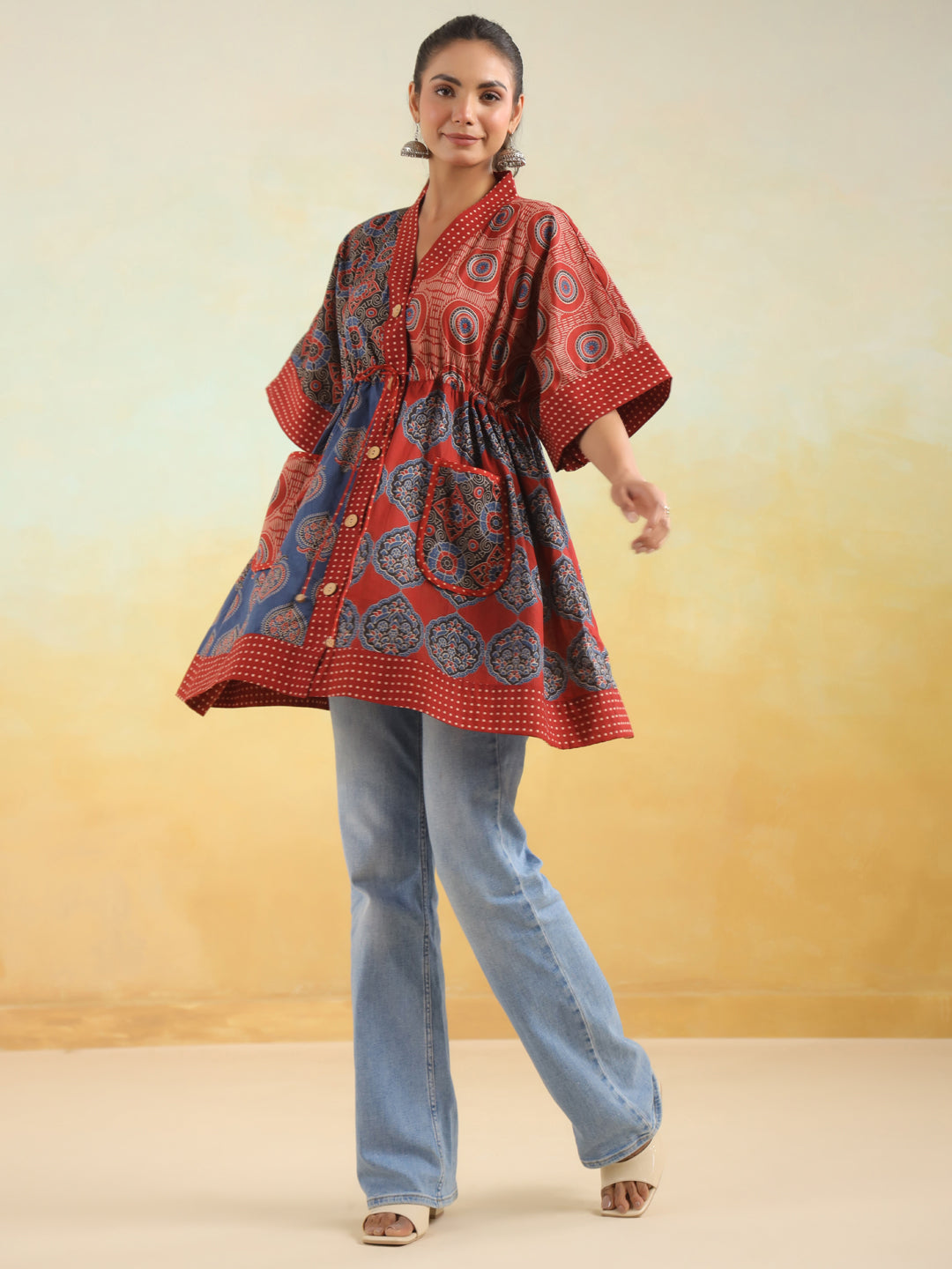 Ajrakh Printed One Size Kaftan Top