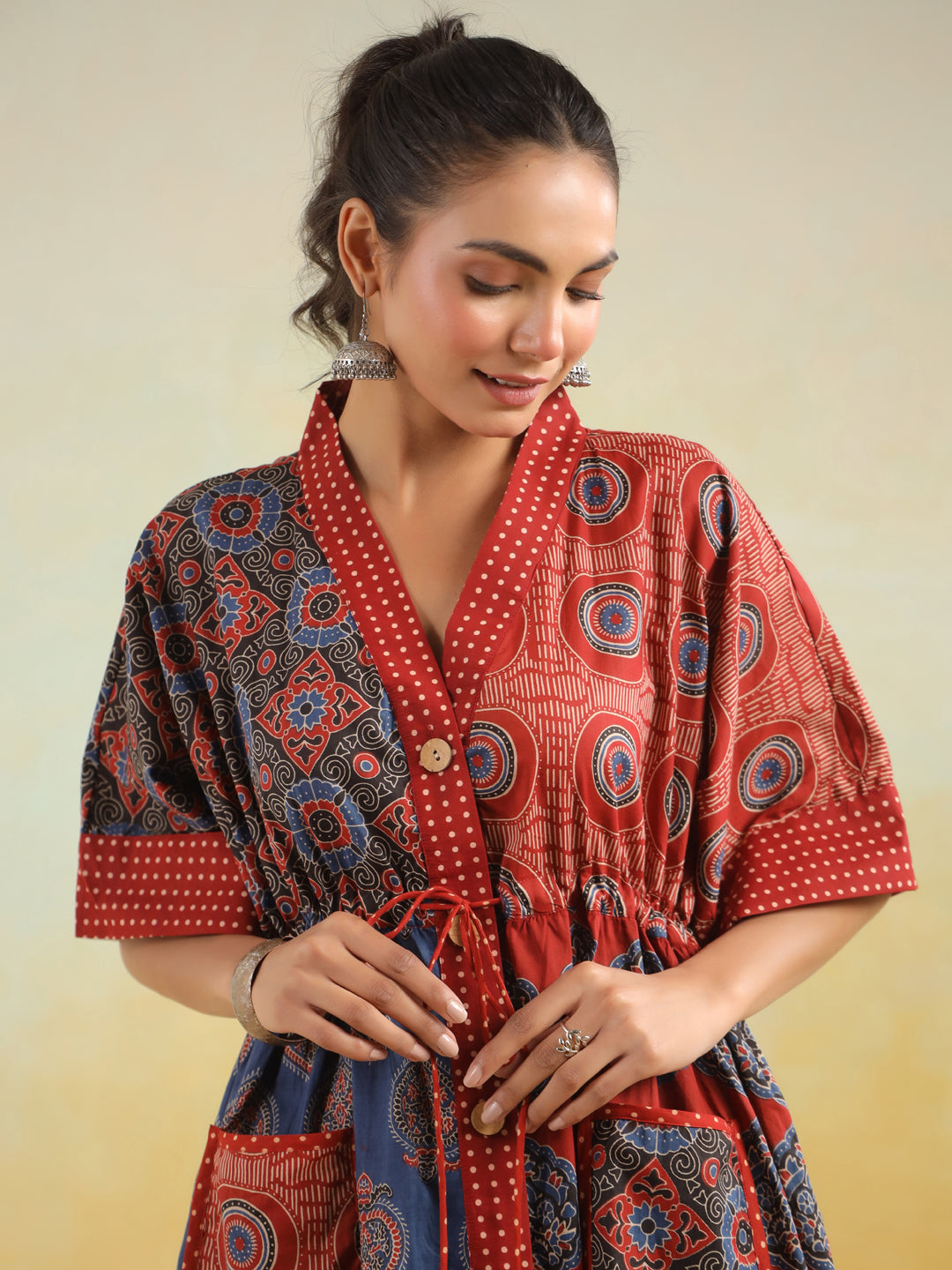 Ajrakh Printed One Size Kaftan Top