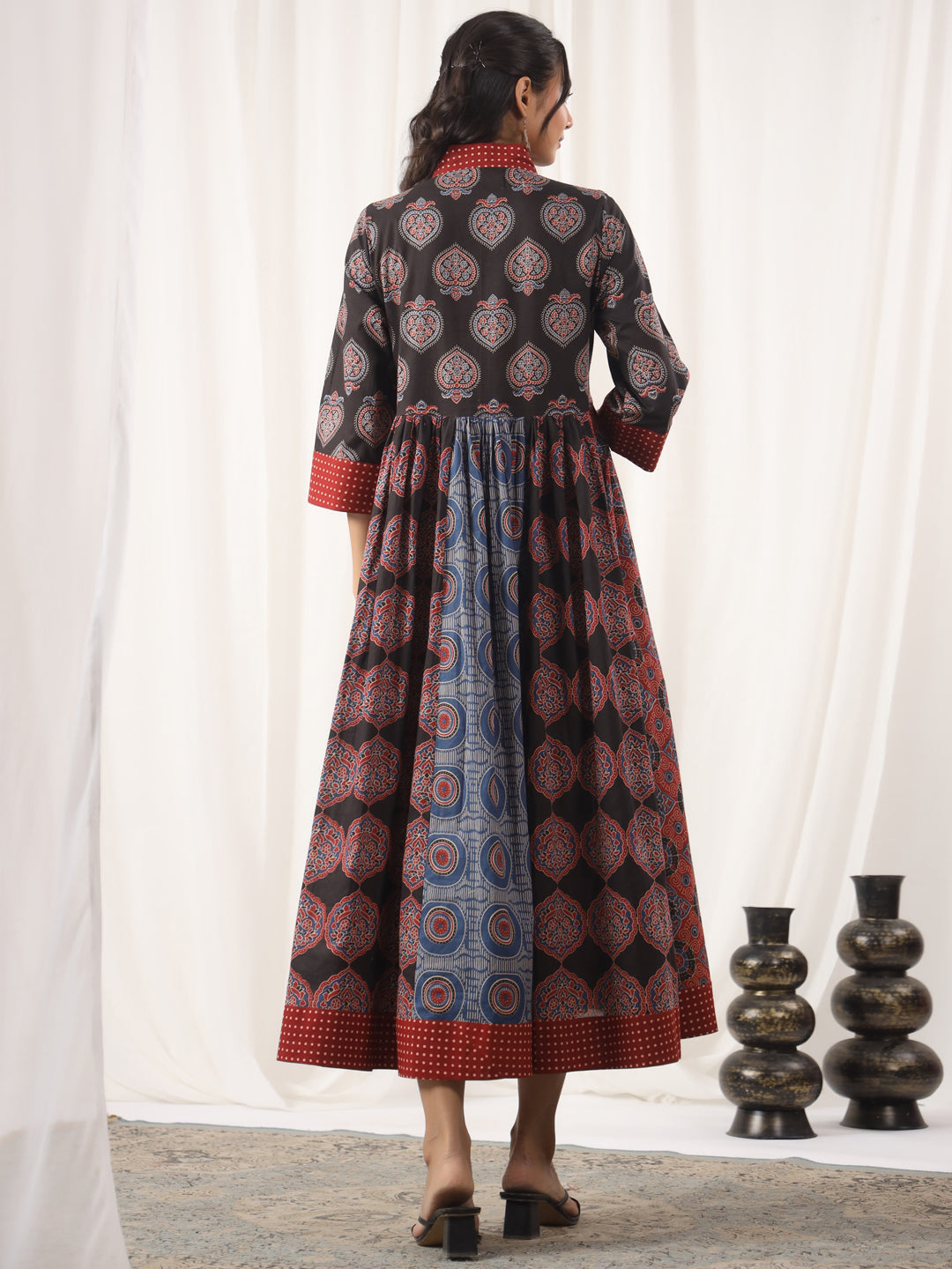 Ajrakh Print Cotton A-line Dress