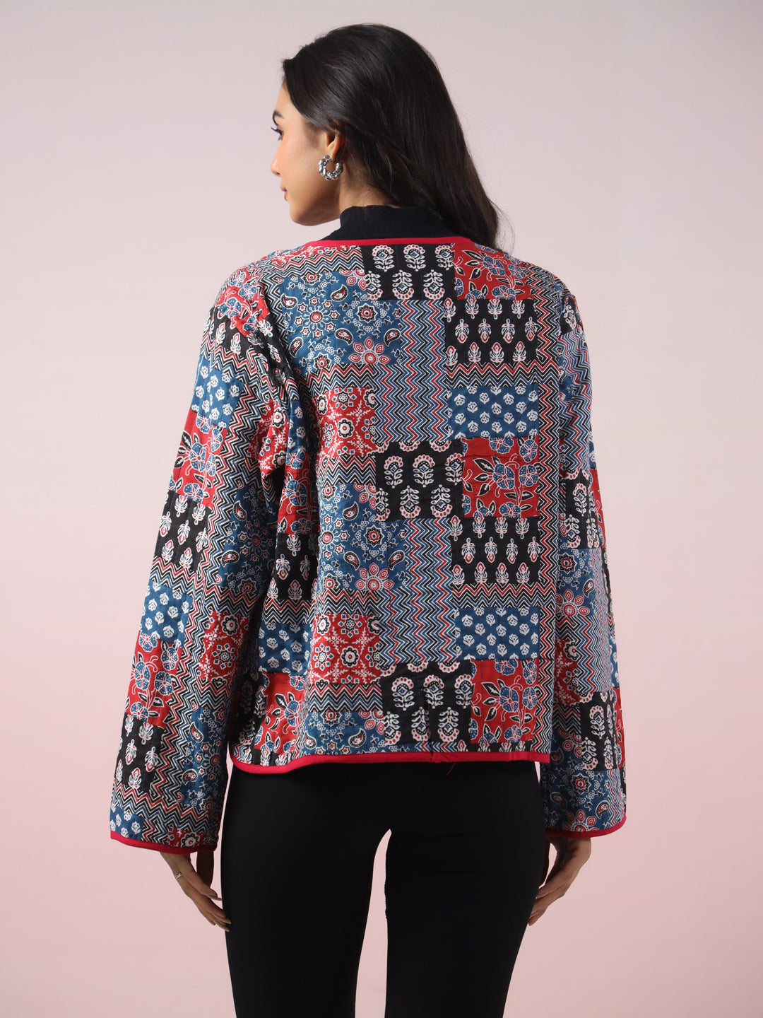 Indigo Patchwork Printed Free Size Jacket