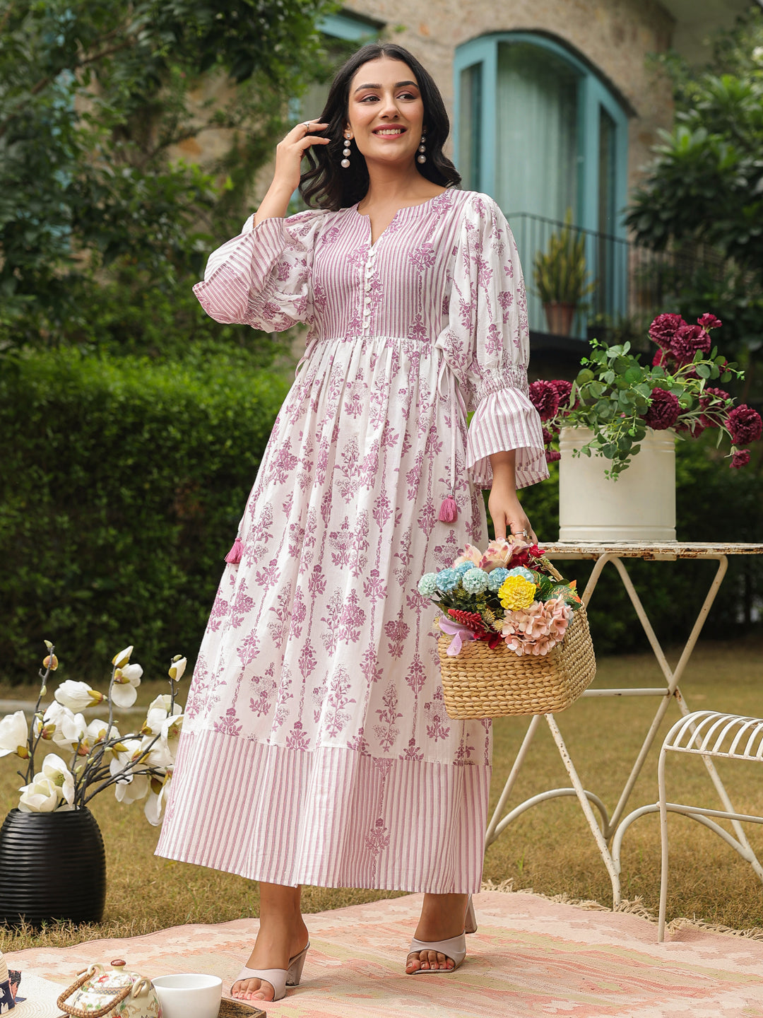 Free Size Cotton Dress with Adjustable Drawstring Waist & Lining Free Size Cotton Dress with Adjustable Drawstring Waist & Lining