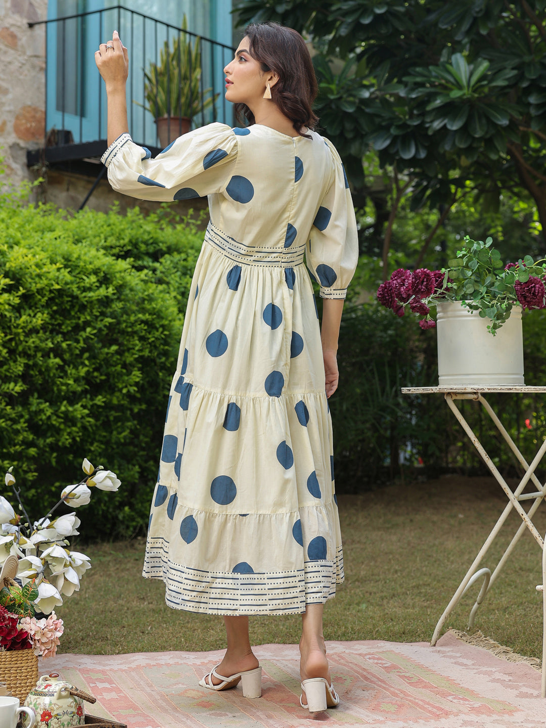 Polka Dots Navy Blue Printed Dress