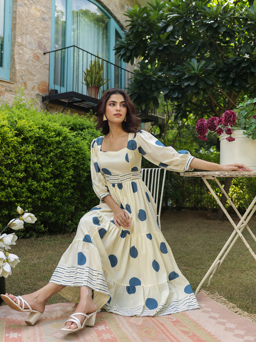 Polka Dots Navy Blue Printed Dress