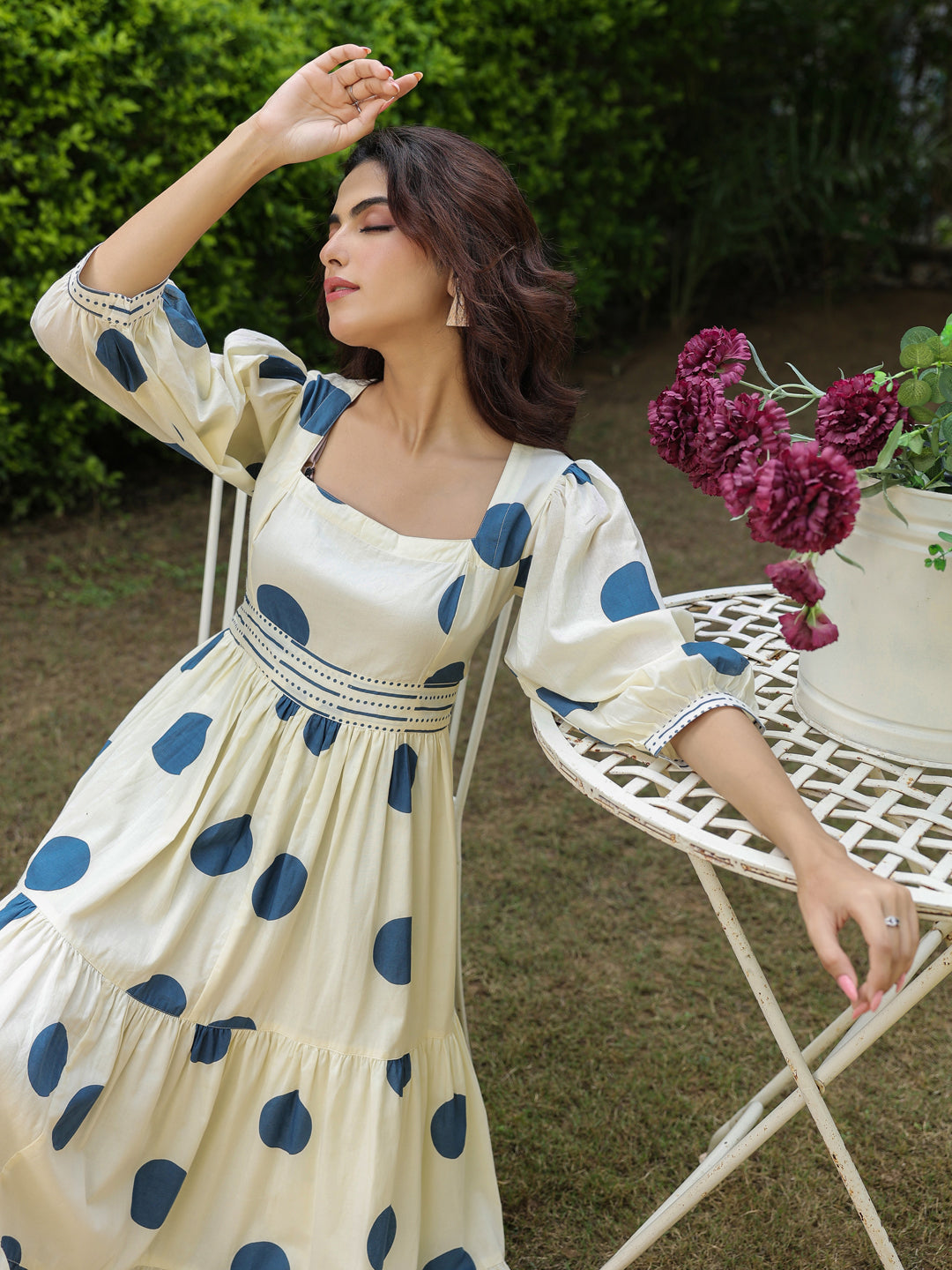 Polka Dots Navy Blue Printed Dress