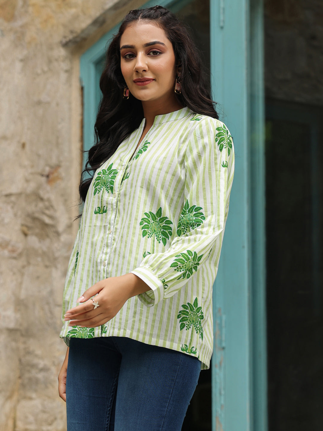 Green Palm Printed Shirt
