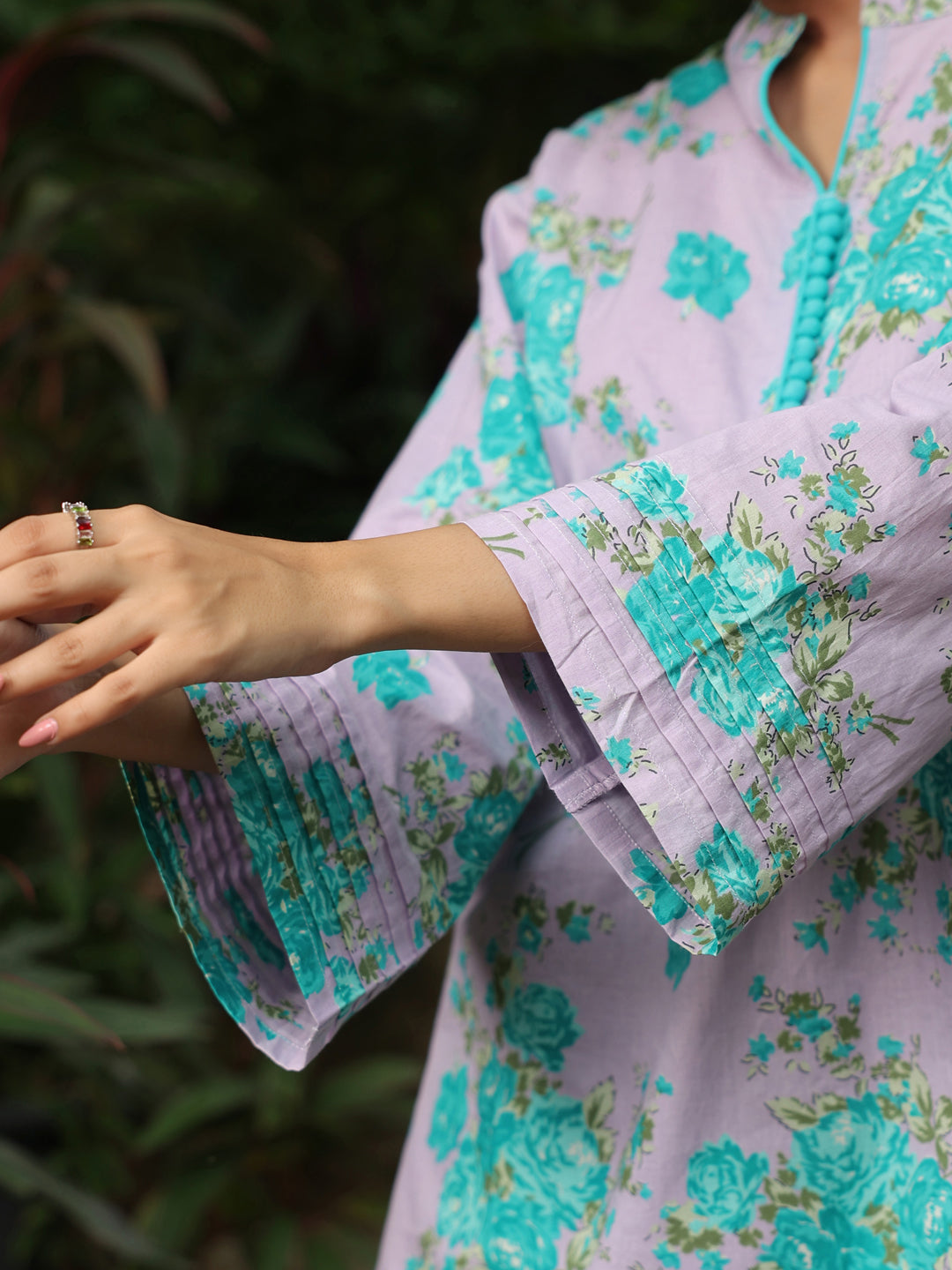 Lavender Printed Ethnic Co-ord Set