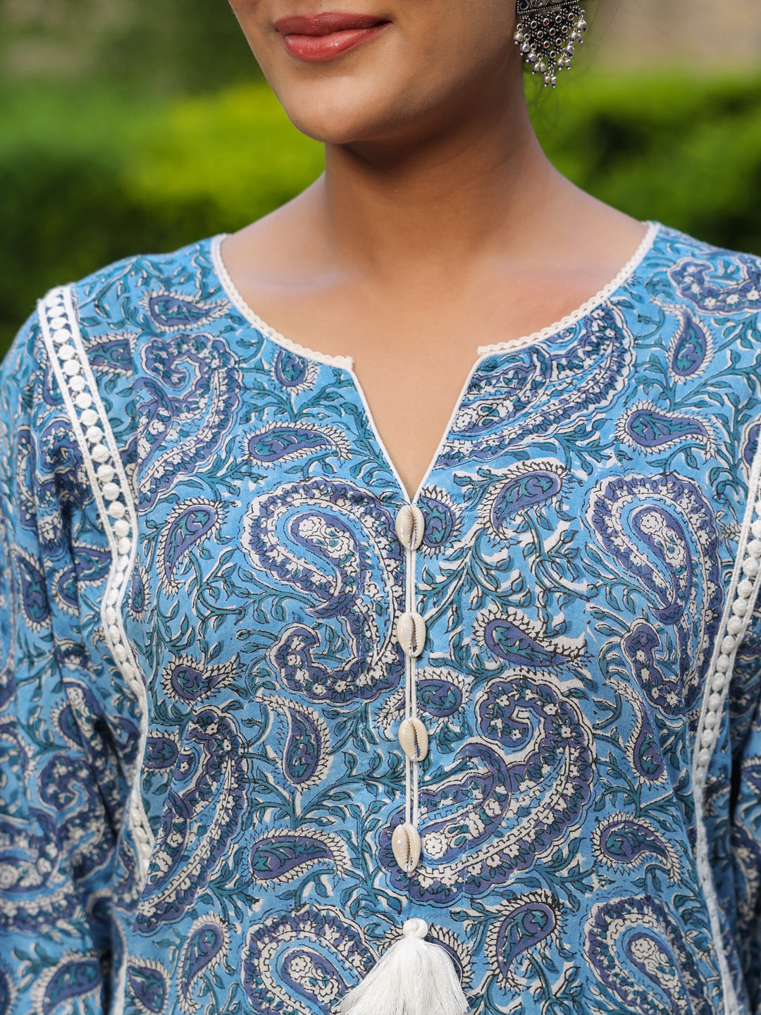 Paisley Blue Printed Afghani Chogha