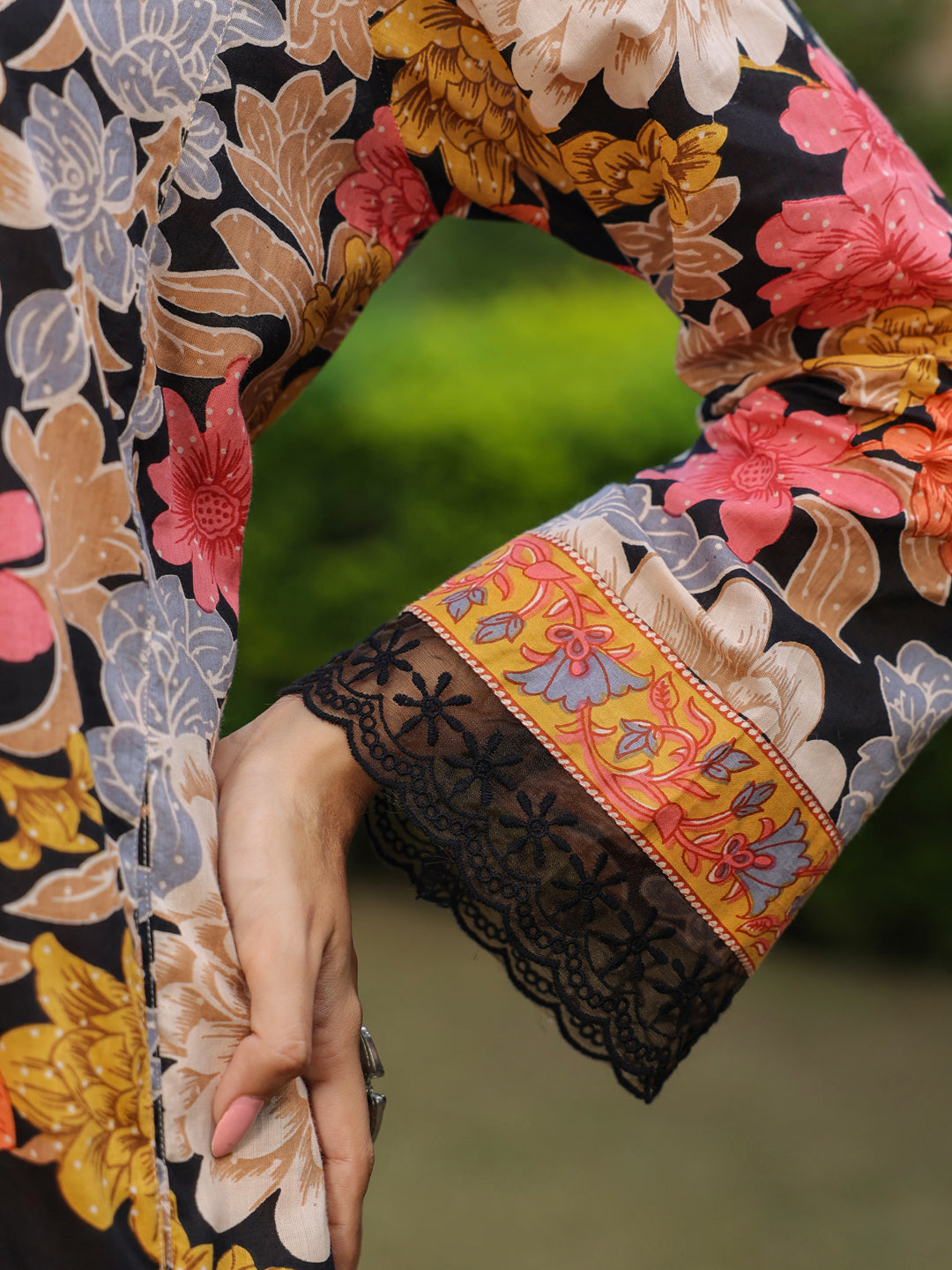 Black Printed Pakistani Suit Set