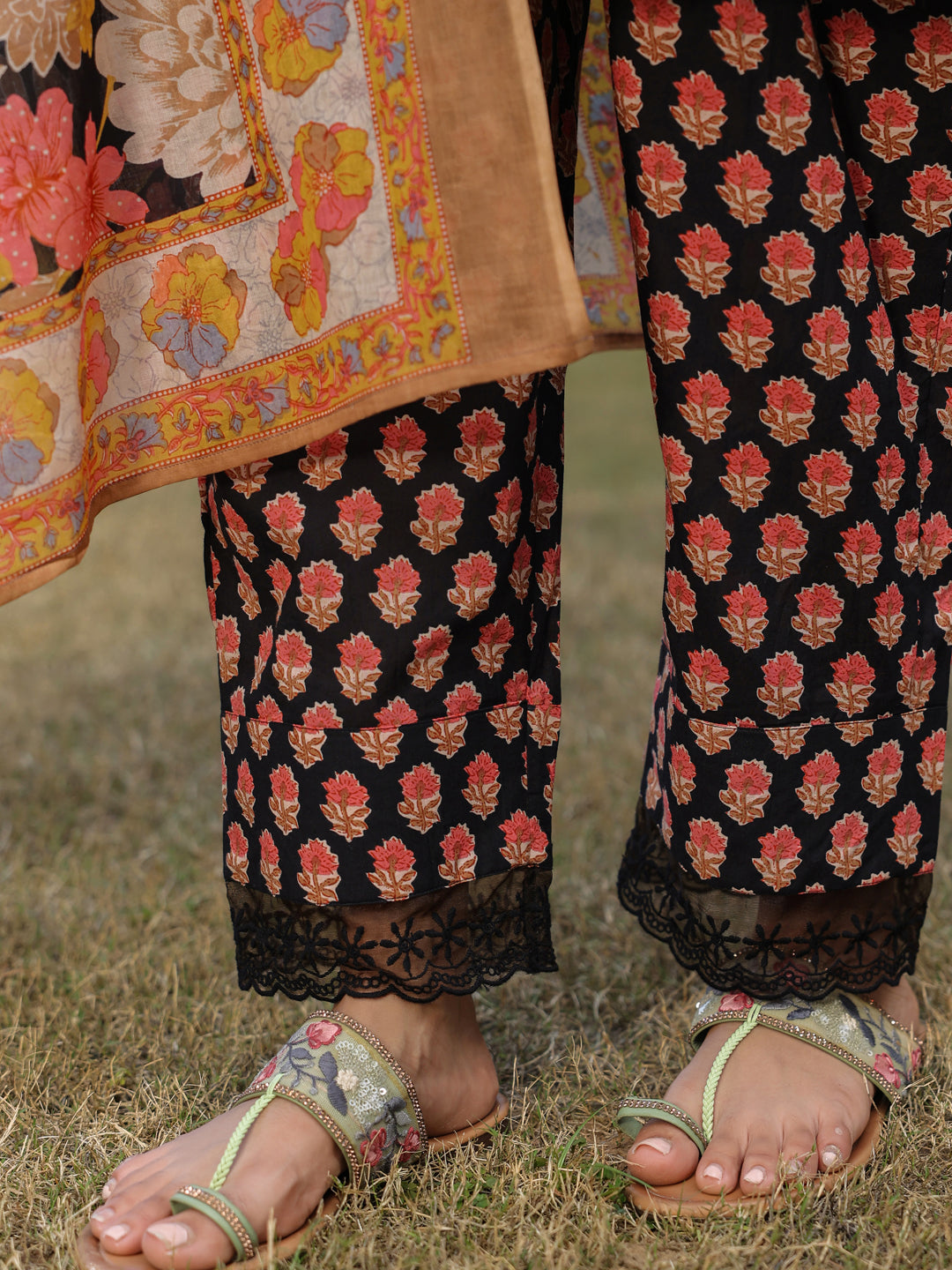 Black Printed Pakistani Suit Set