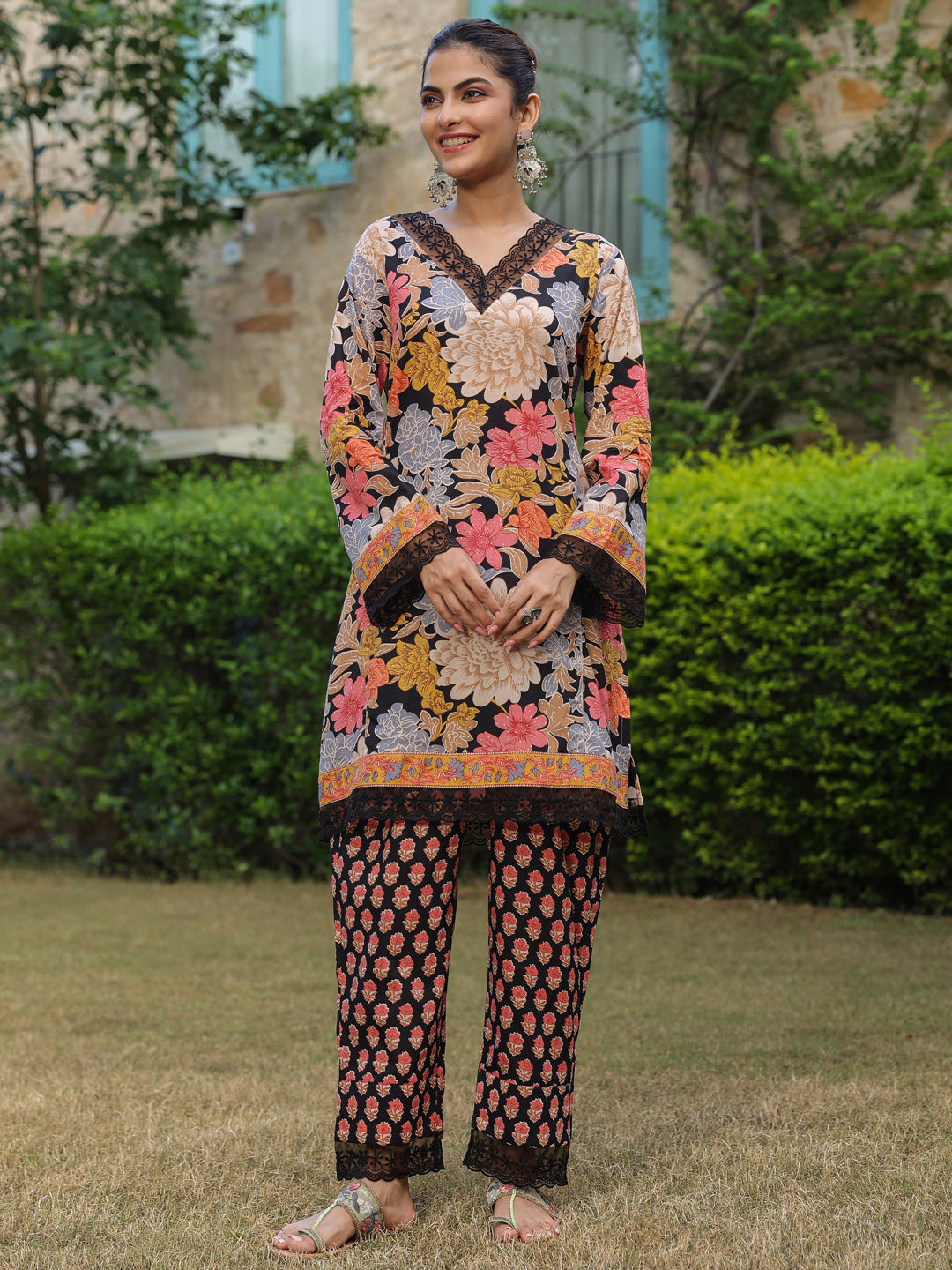 Black Printed Pakistani Suit Set